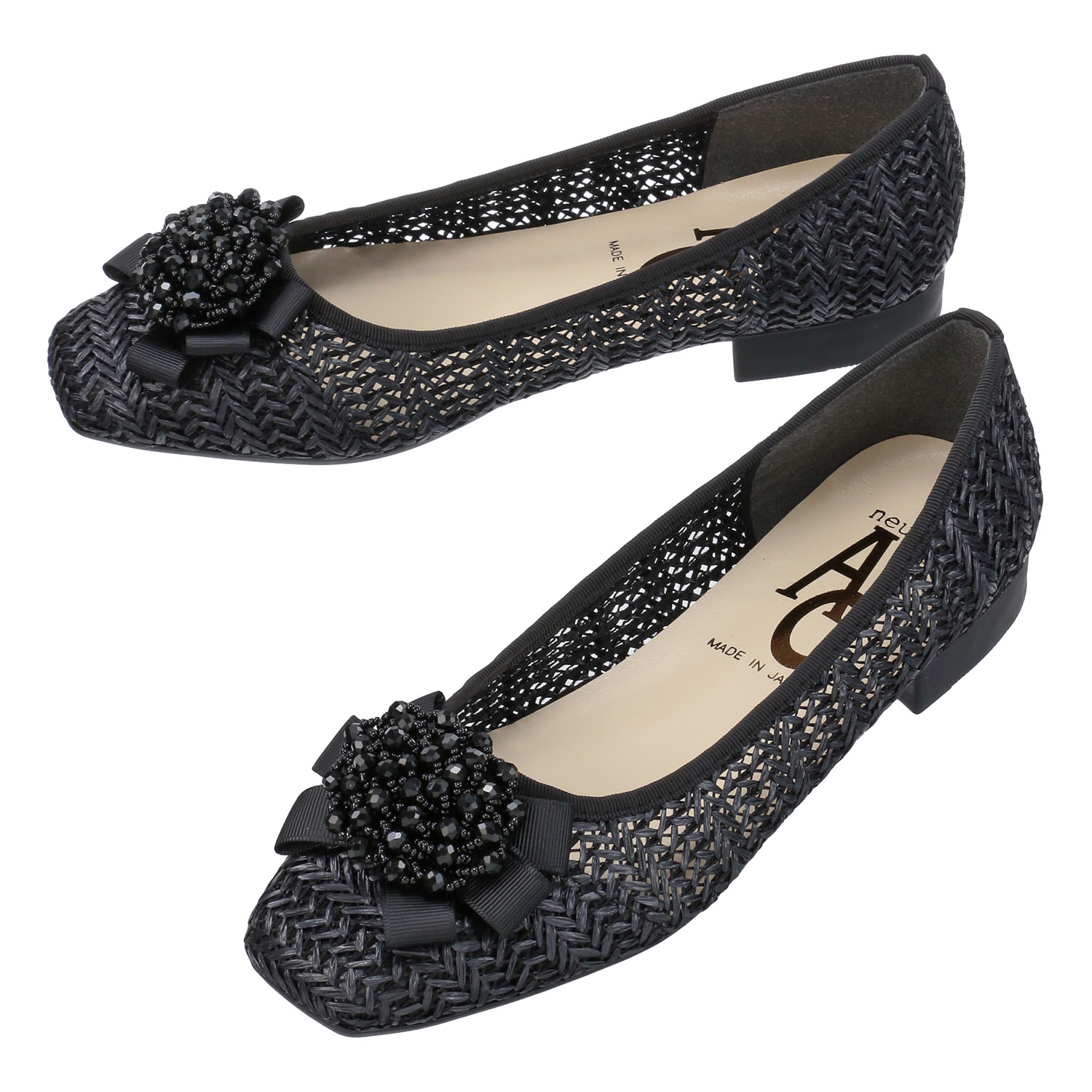 AC ビーズリボン付きメッシュパンプス - 画像2