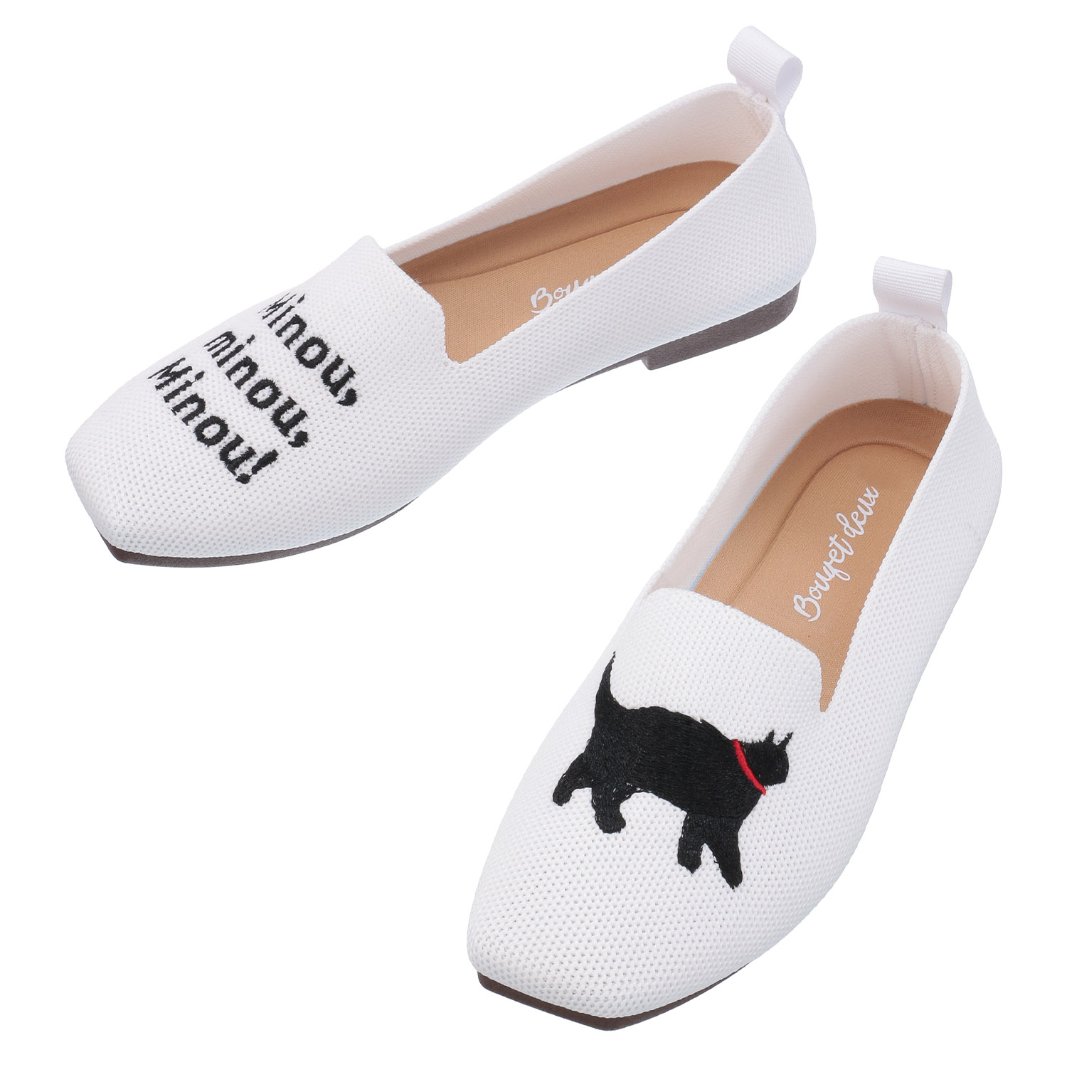 【好評ネコモチーフシューズ】 猫刺繍ニットシューズ - 画像2