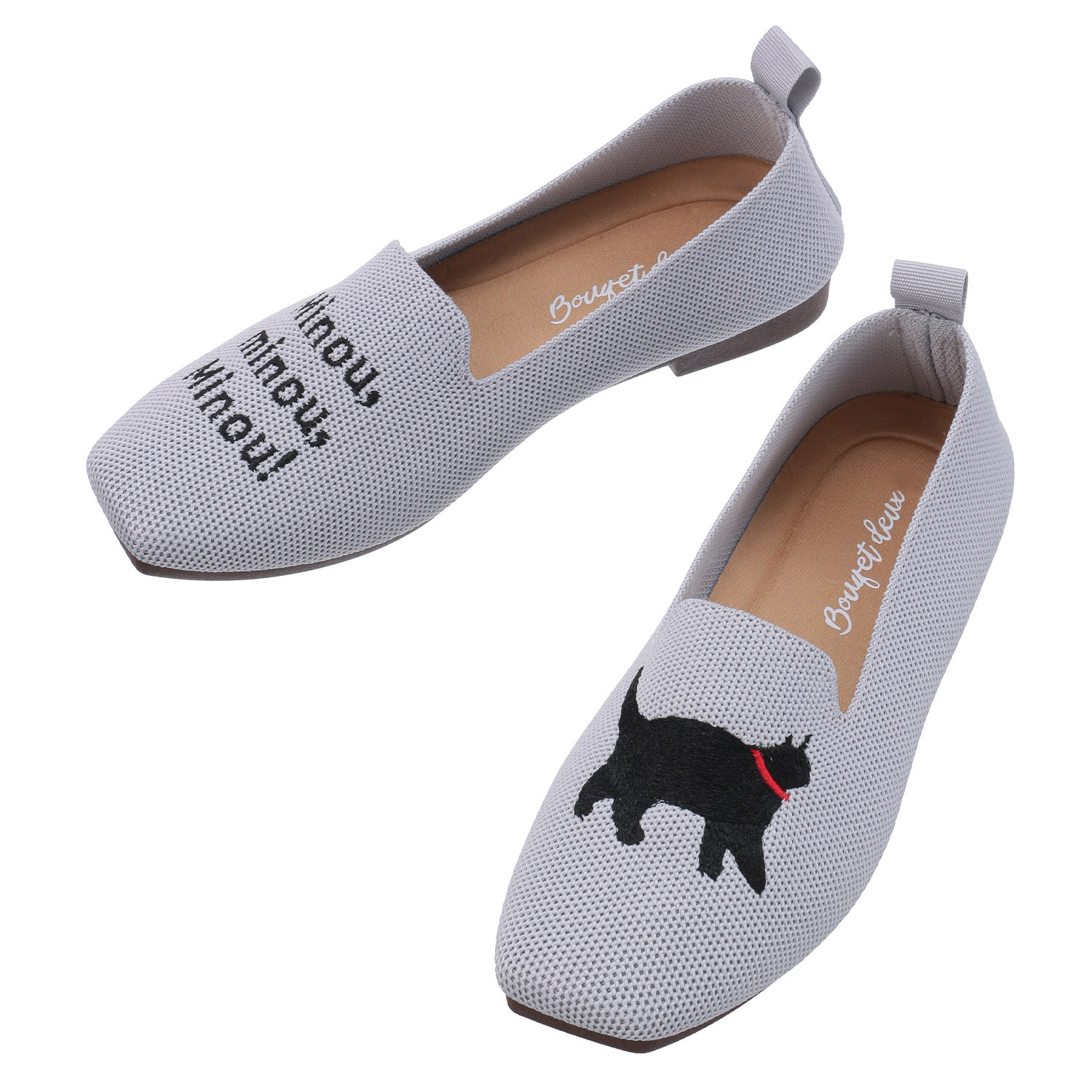 【好評ネコモチーフシューズ】 猫刺繍ニットシューズ - 画像7