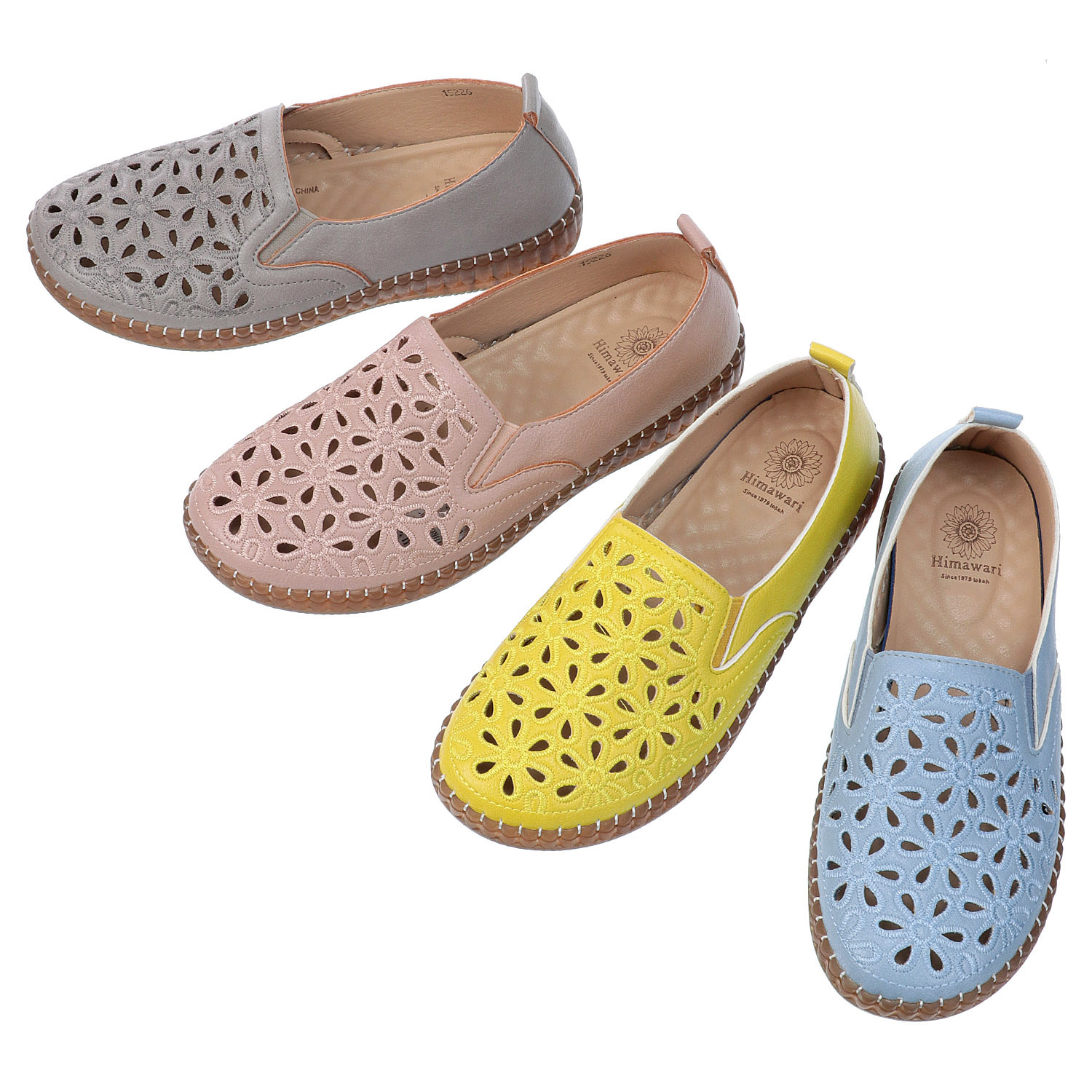 Himawari 花刺繍パンチングシューズ