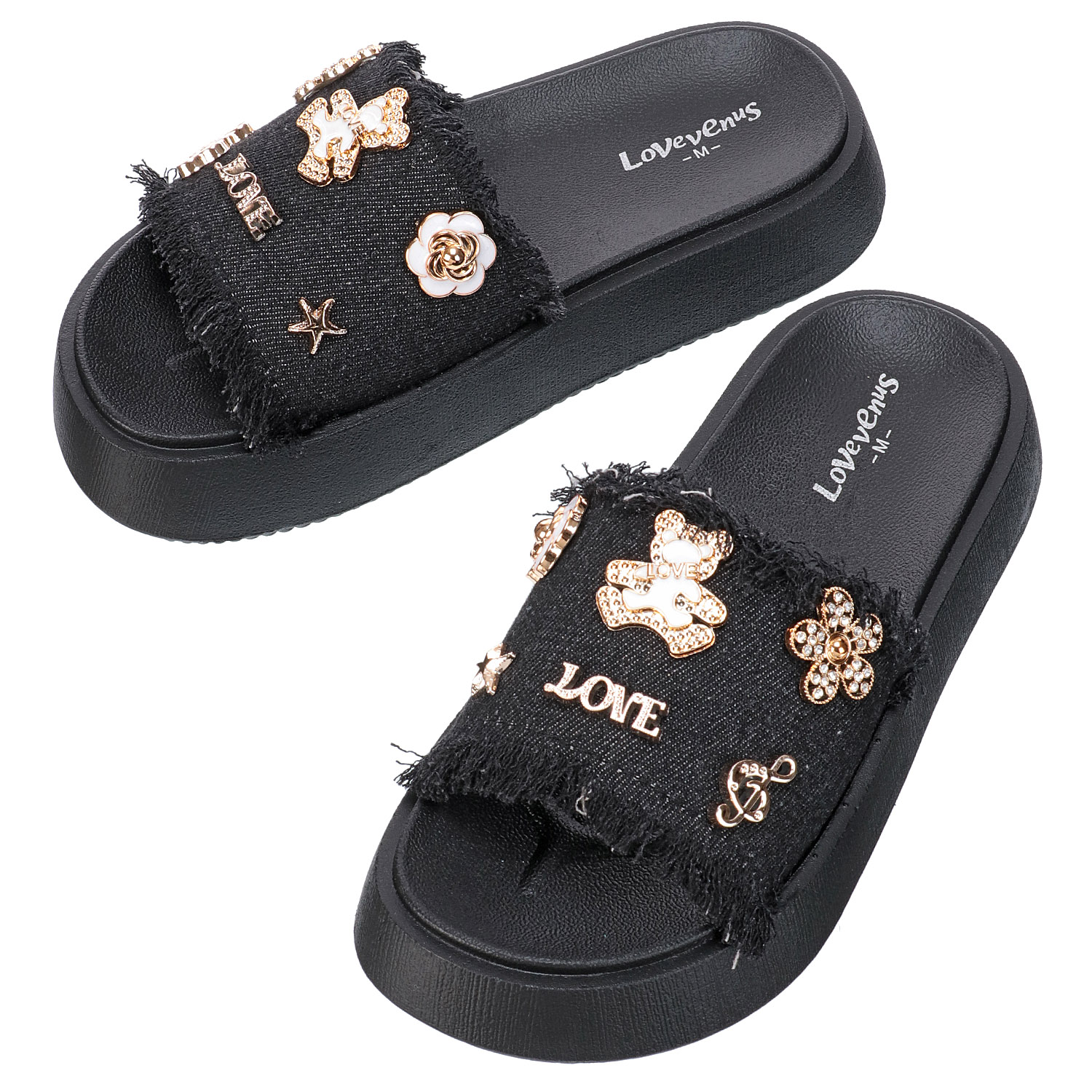 LOVE VENUS デコレーションデニムサンダル - 画像2