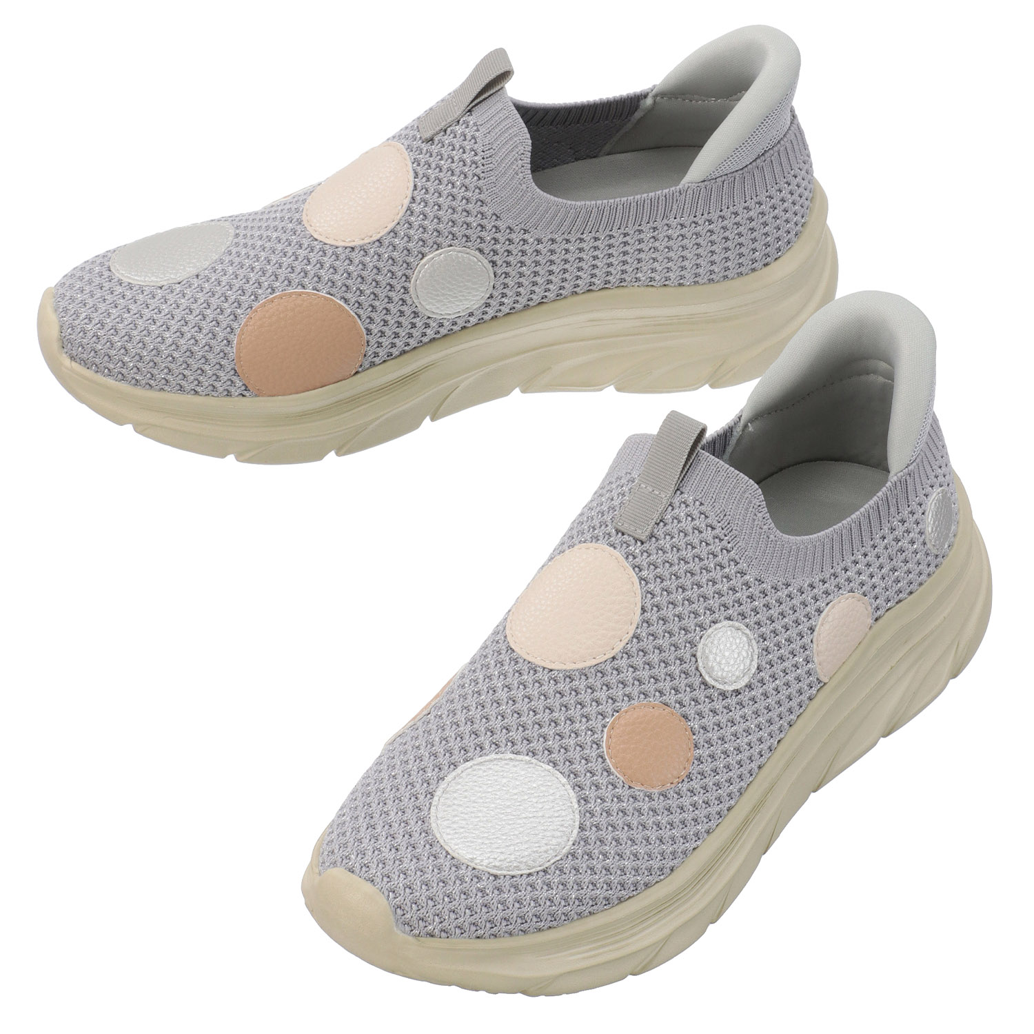 【するっと脱ぎ履きスニーカー】SPEEDY DUCK するっとIN ドットニットスニーカー7825 - 画像2