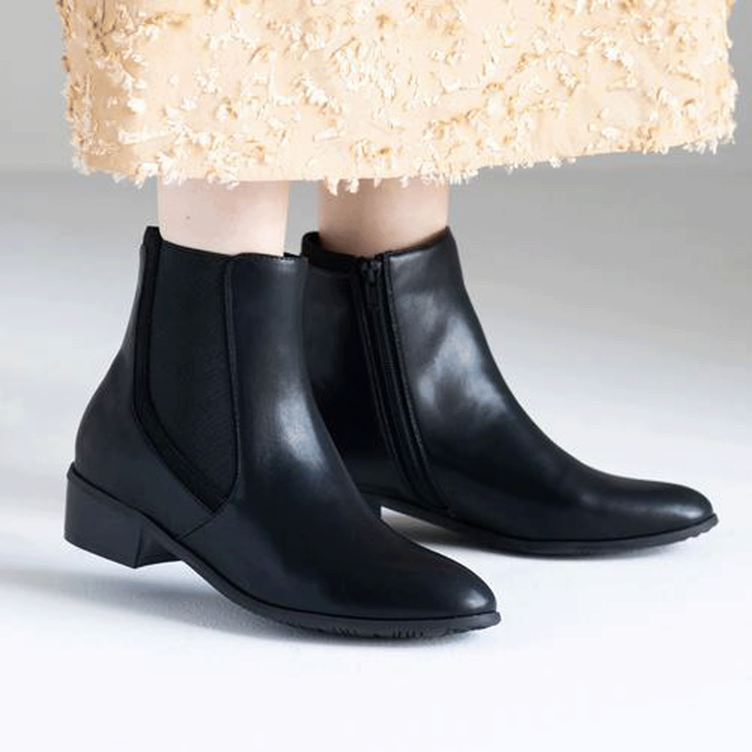 【人気サイドゴアブーツ】 JELLY BEANS サイド切り替えショートブーツ - 画像4