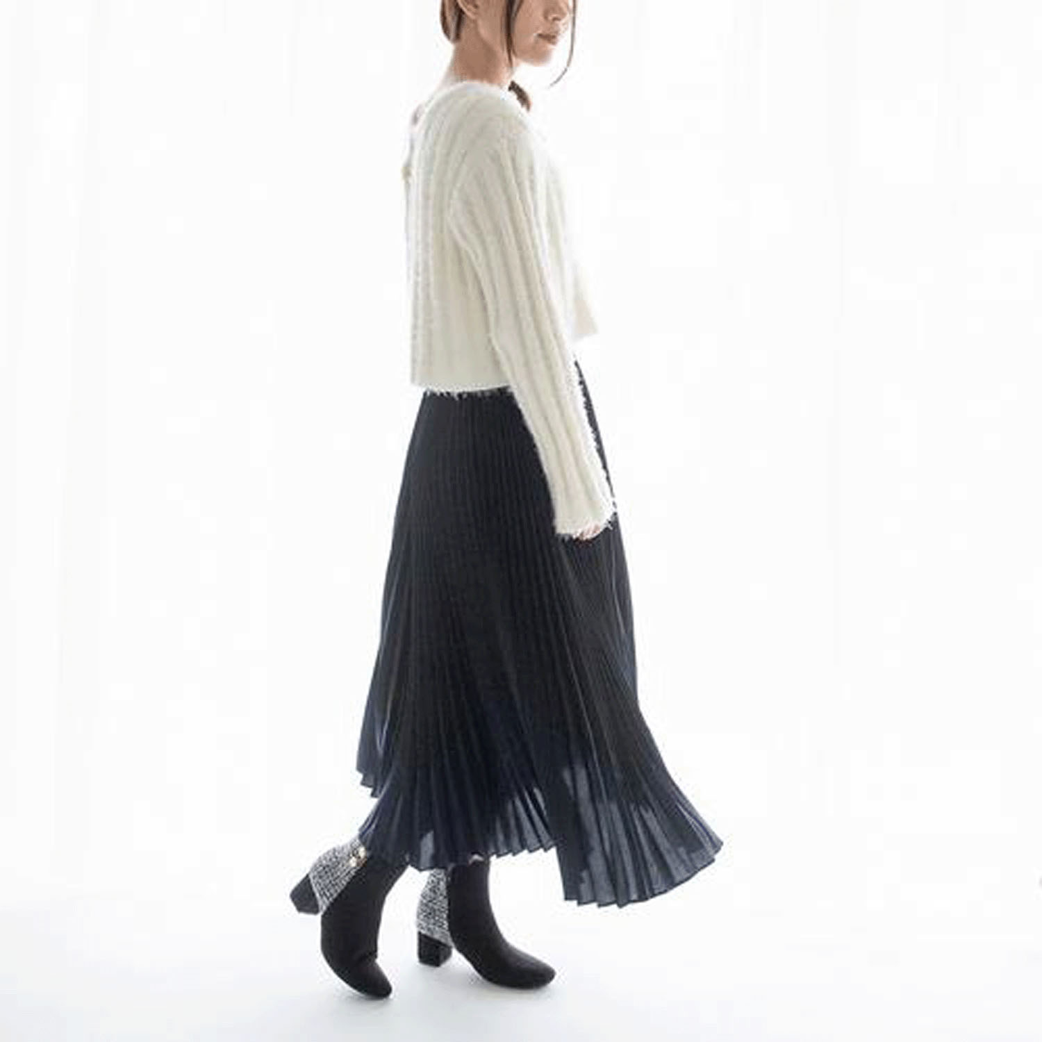 JELLY BEANS ダブルボタンコンビショートブーツ - 画像3