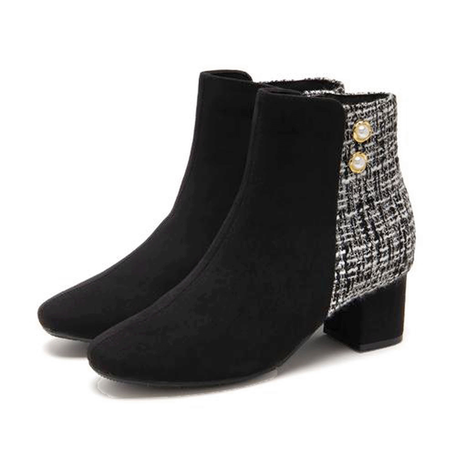 JELLY BEANS ダブルボタンコンビショートブーツ - 画像5