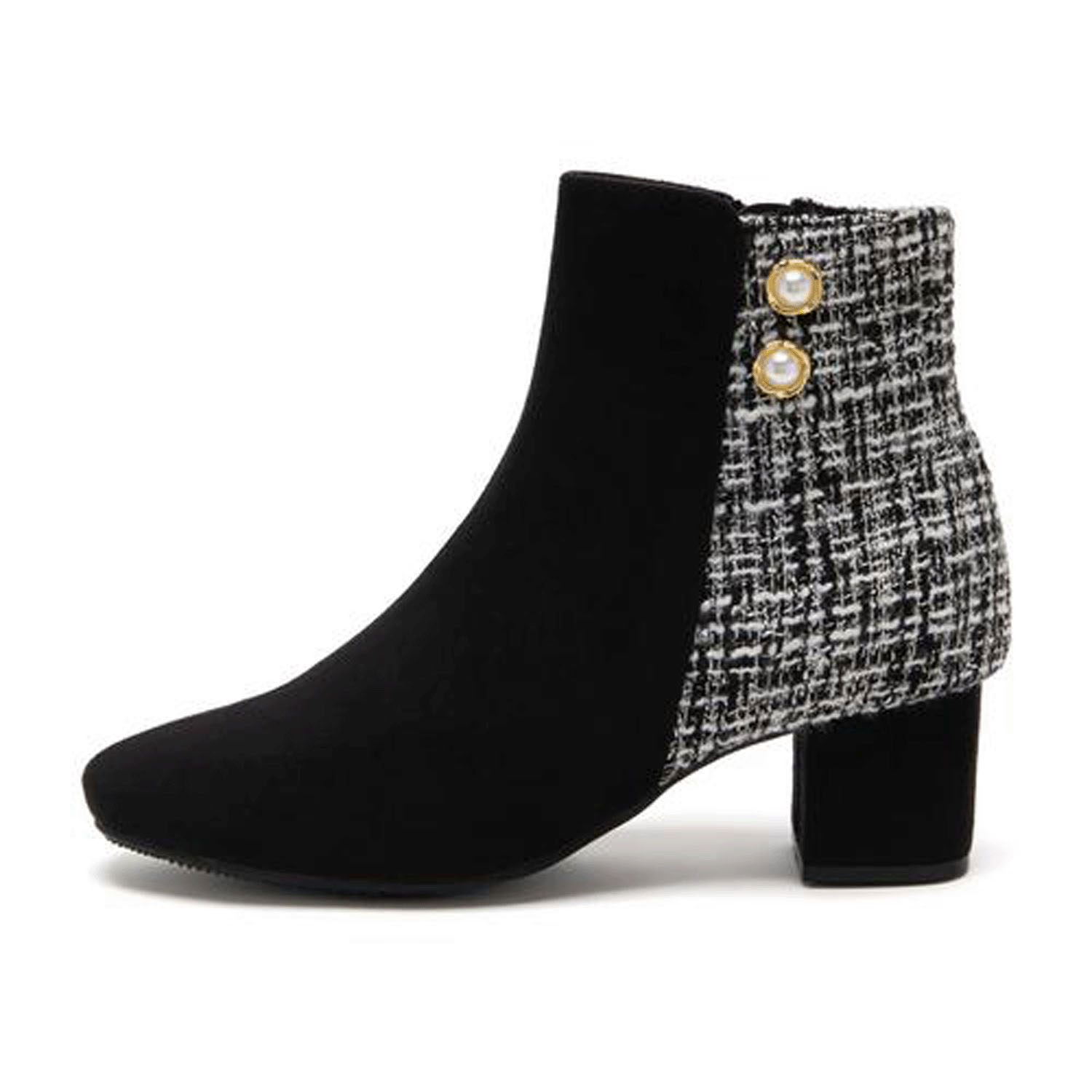 JELLY BEANS ダブルボタンコンビショートブーツ - 画像6