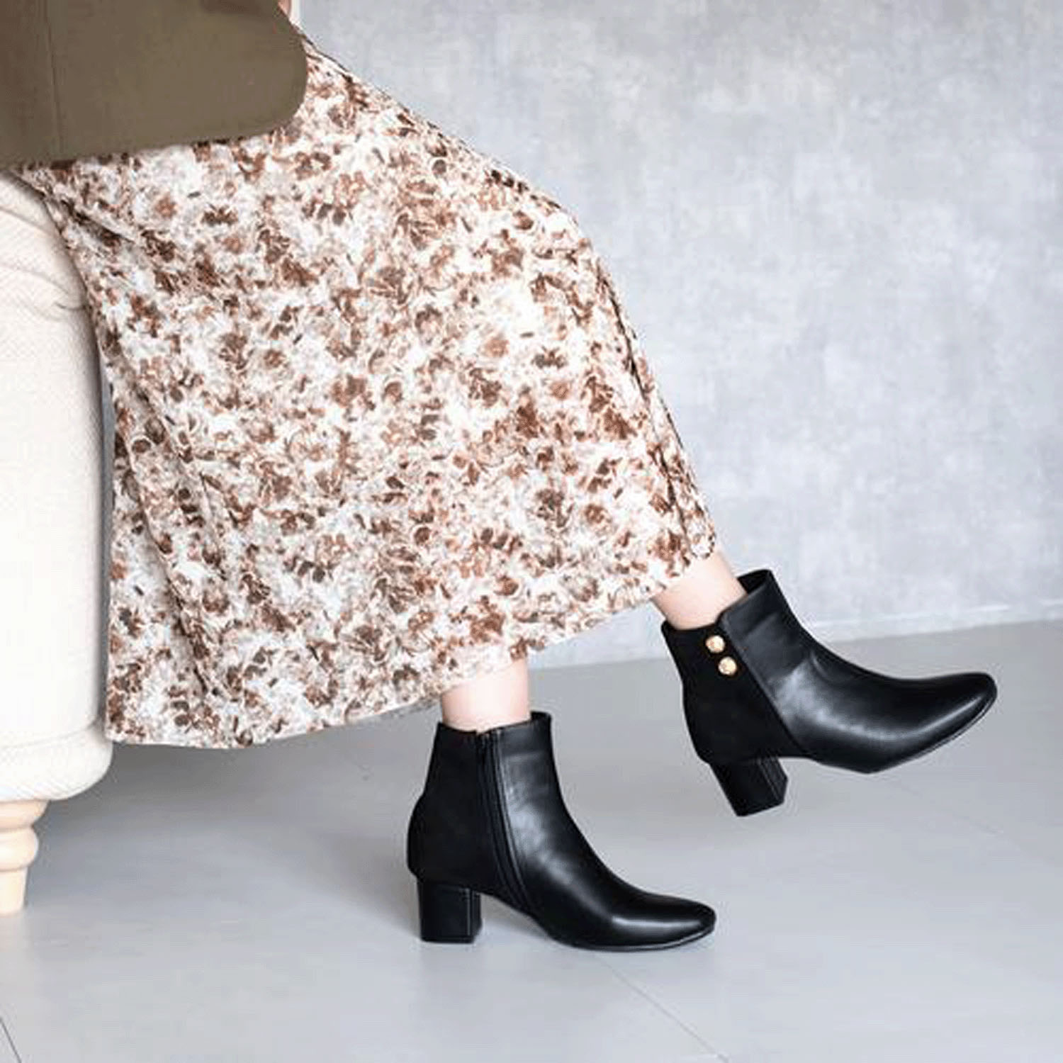 JELLY BEANS ダブルボタンコンビショートブーツ