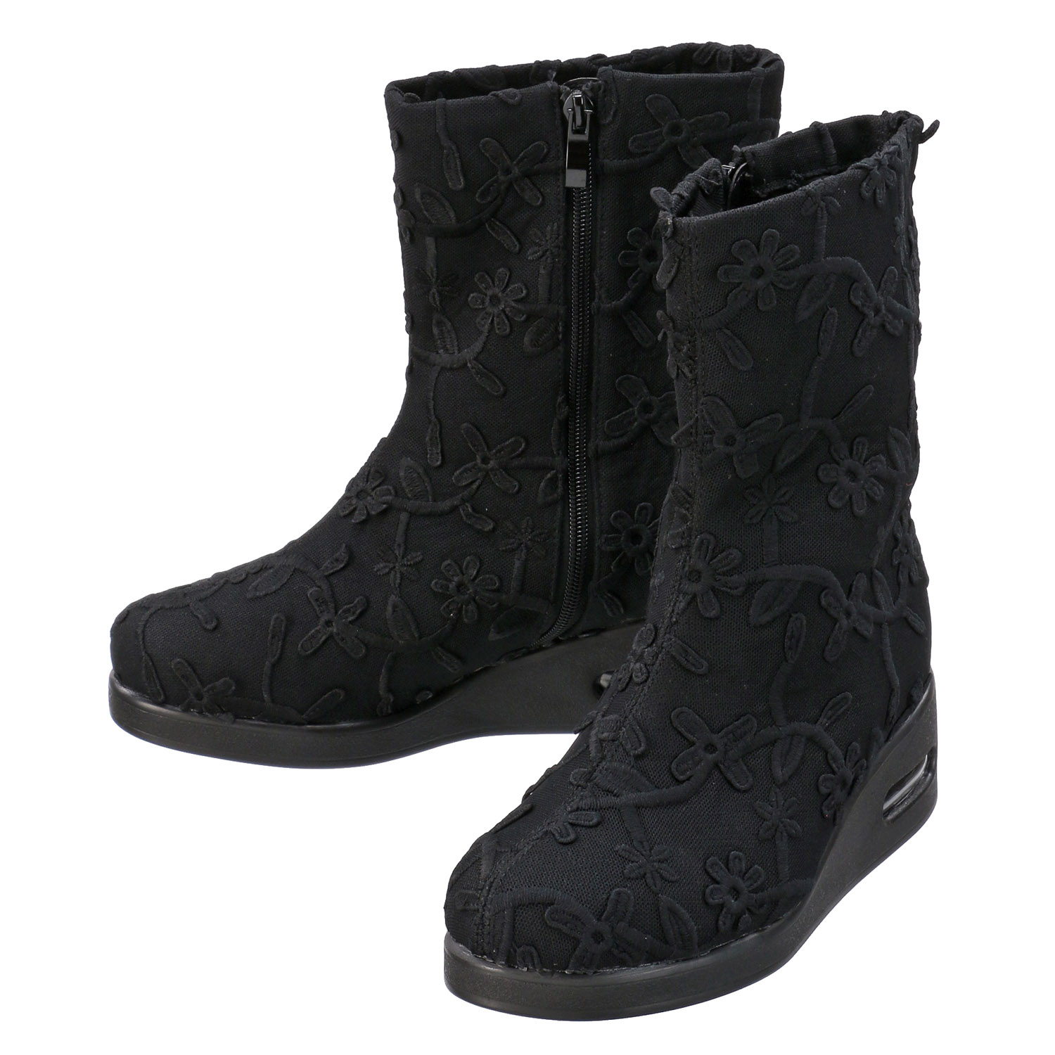POPOLARE フラワー刺繍レースブーツ 3804 - 画像1