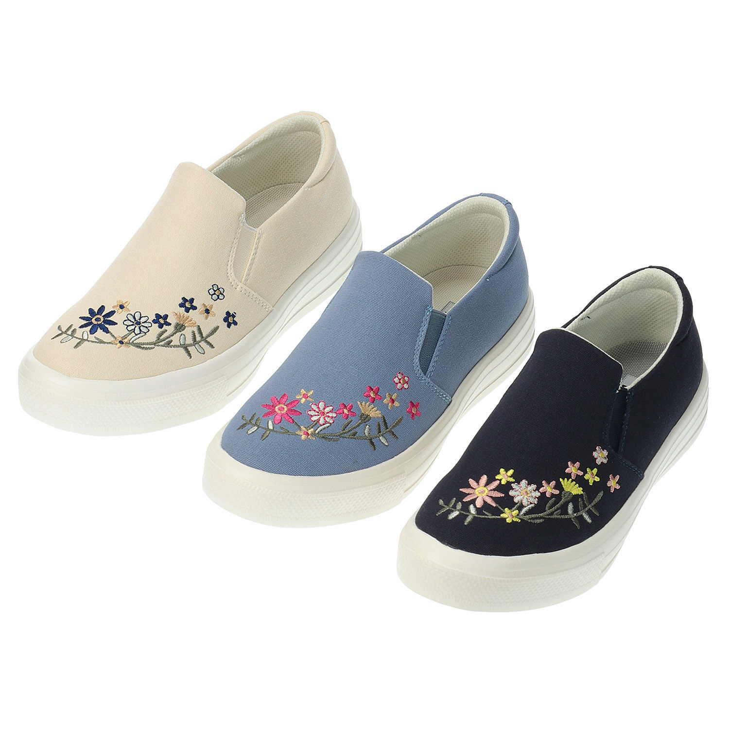 onni ELAMA フラワー刺繍スリッポン 3105