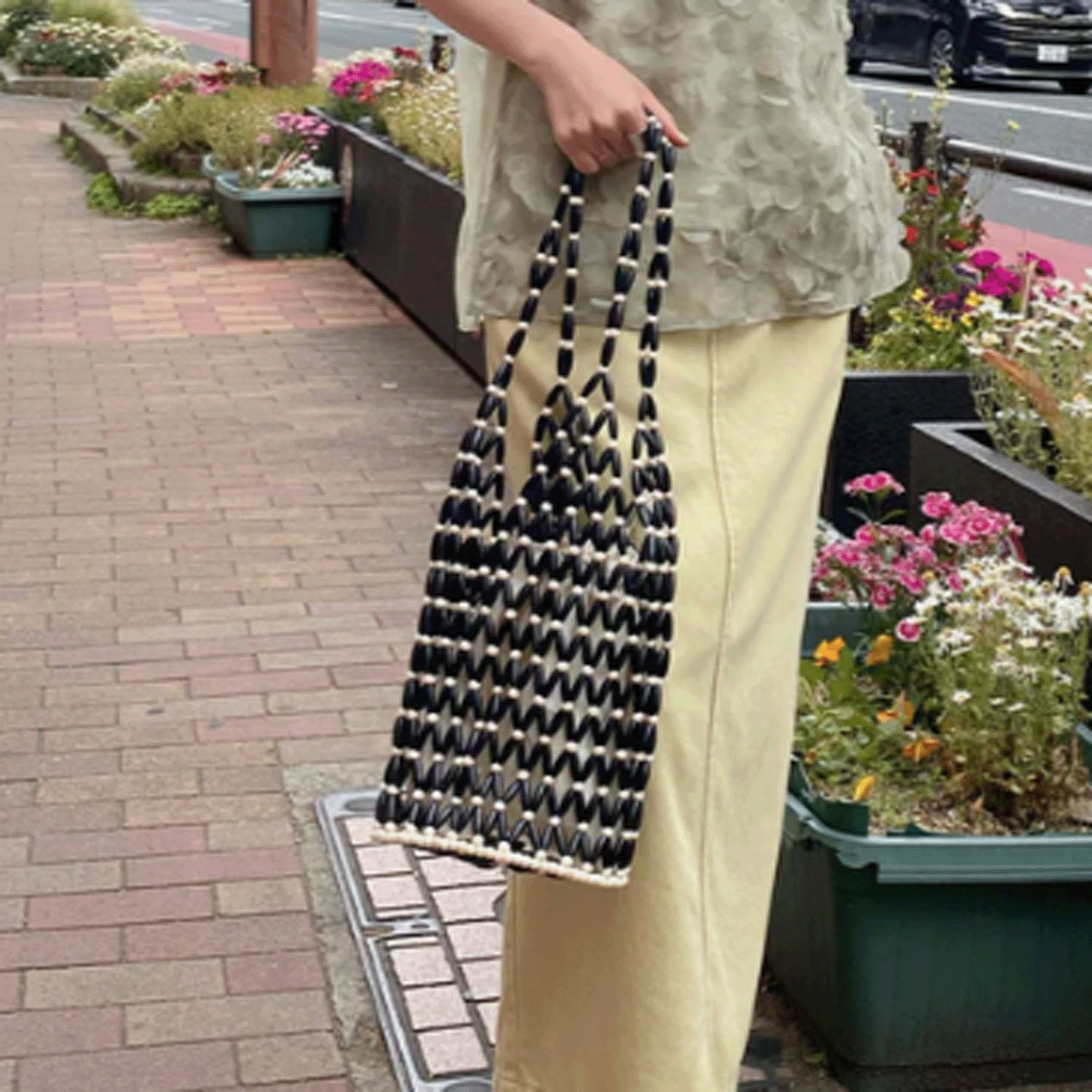 ボーダー編みバッグ - 画像4