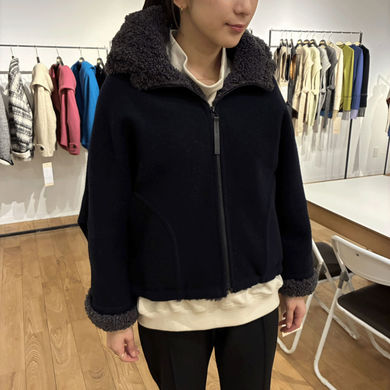 ハルズアミ ボアフードショートコート - 画像16