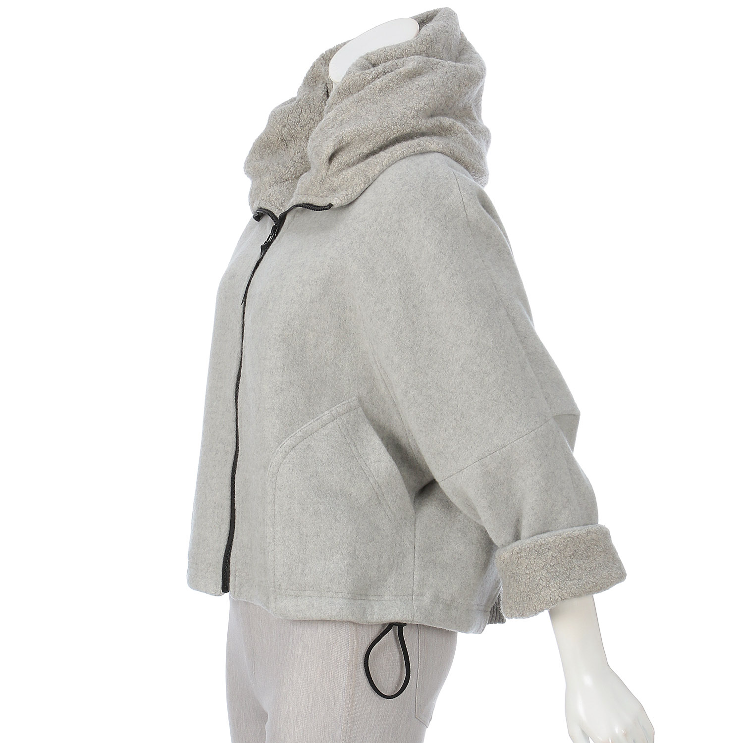 ハルズアミ ボアフードショートコート - 画像5