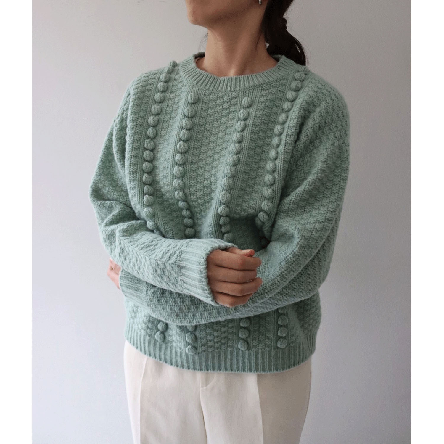 EMMACULATE ポップコーン編みクルーネックプルオーバー - 画像13