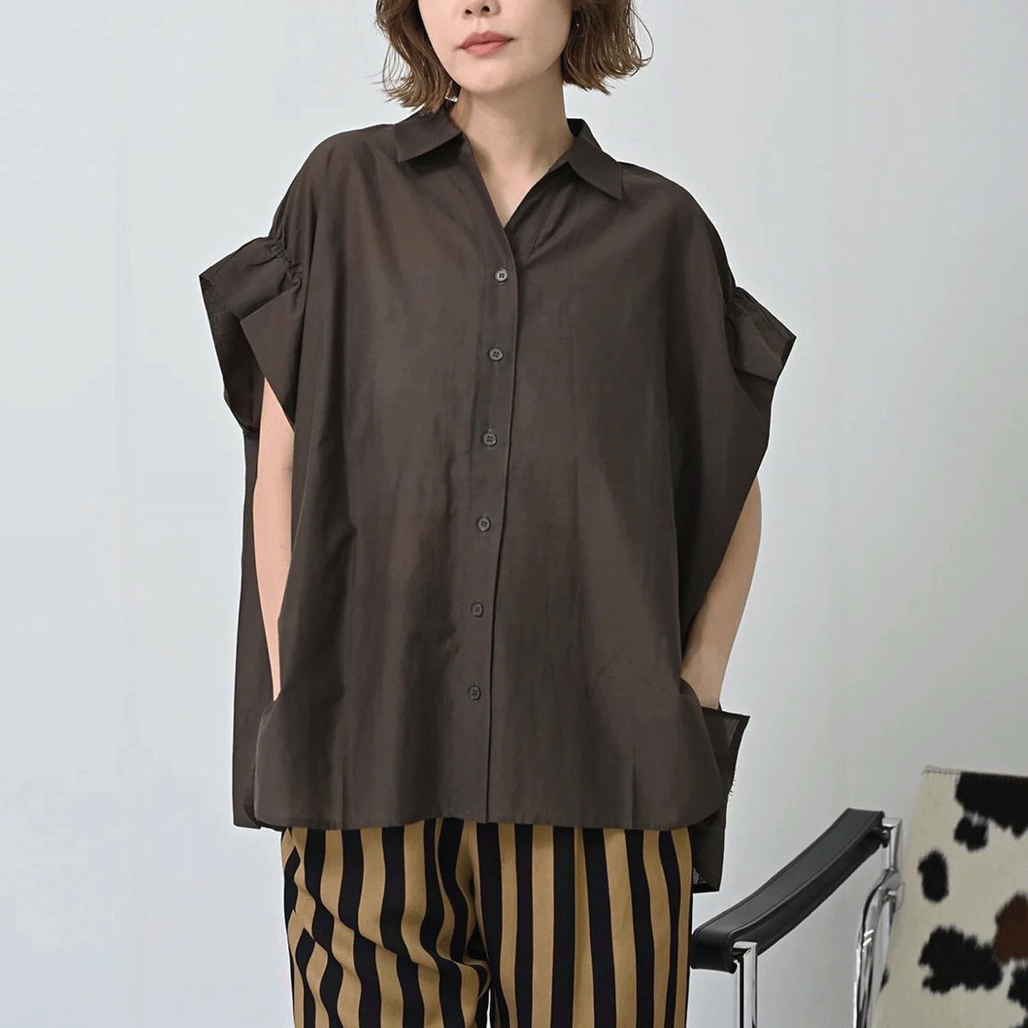 HERENCIA バックグログランシアーシャツブラウス