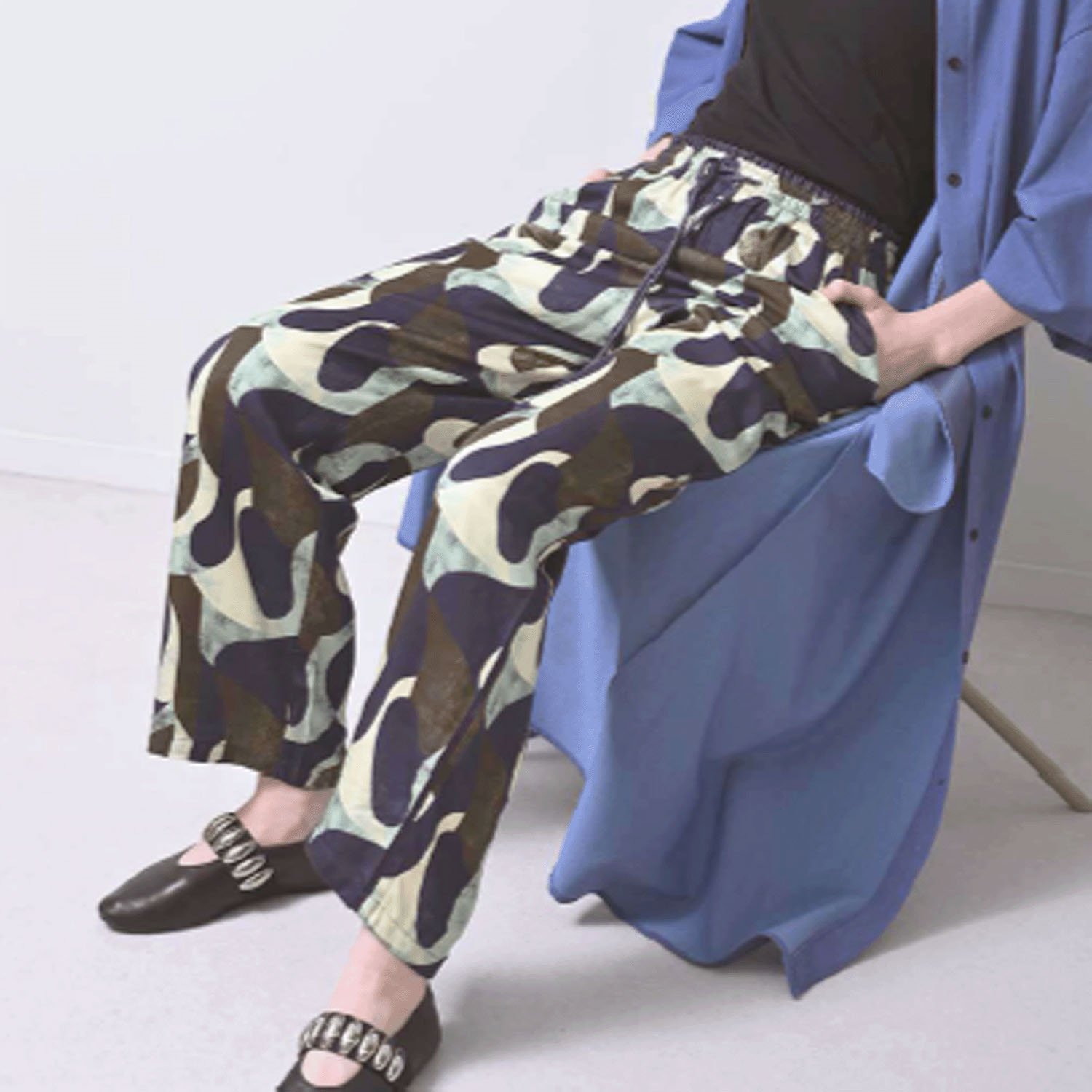 HERENCIA アートプリントワイドパンツ - 画像1