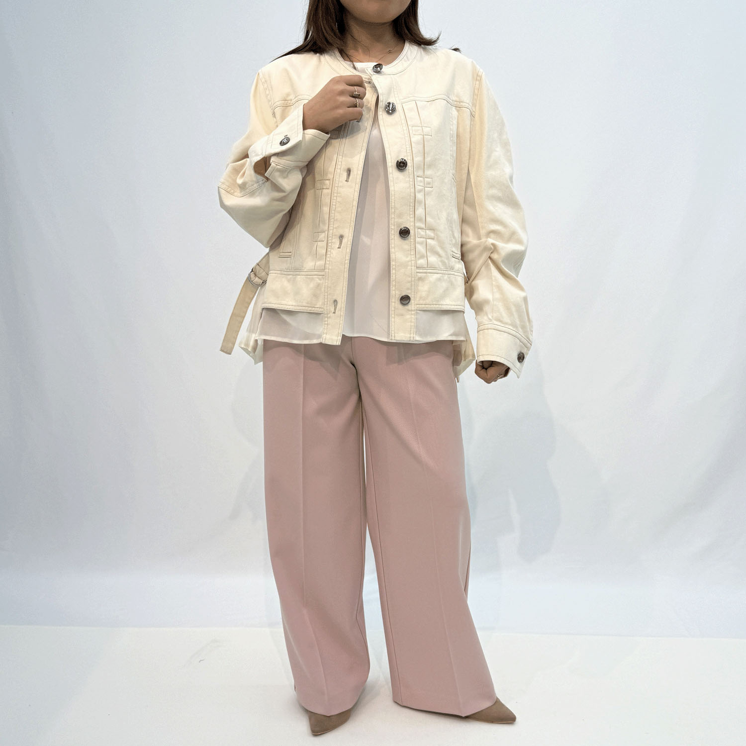 ハルズアミ ノーカラーデニムジャケット - 画像2