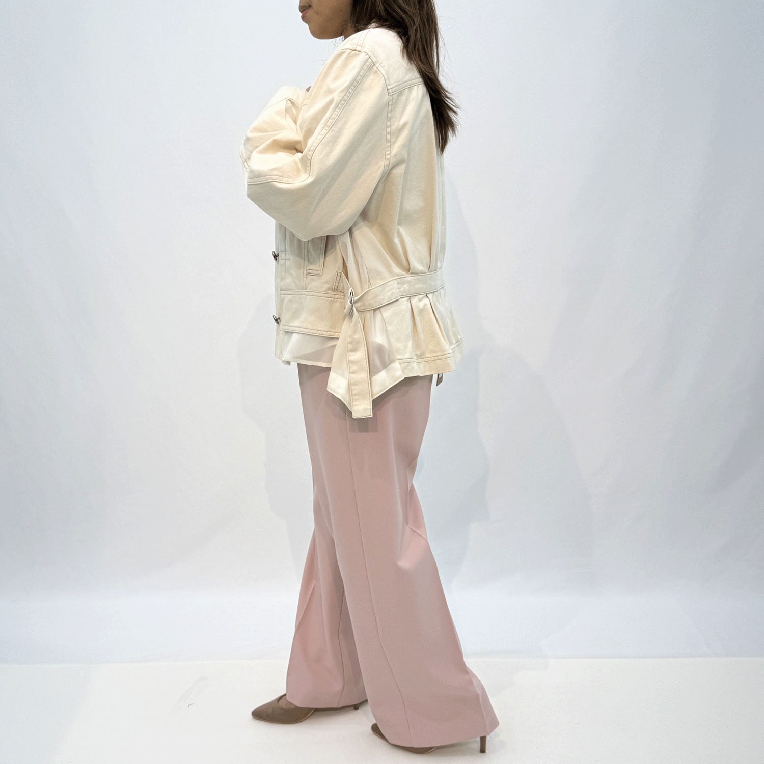 ハルズアミ ノーカラーデニムジャケット - 画像3