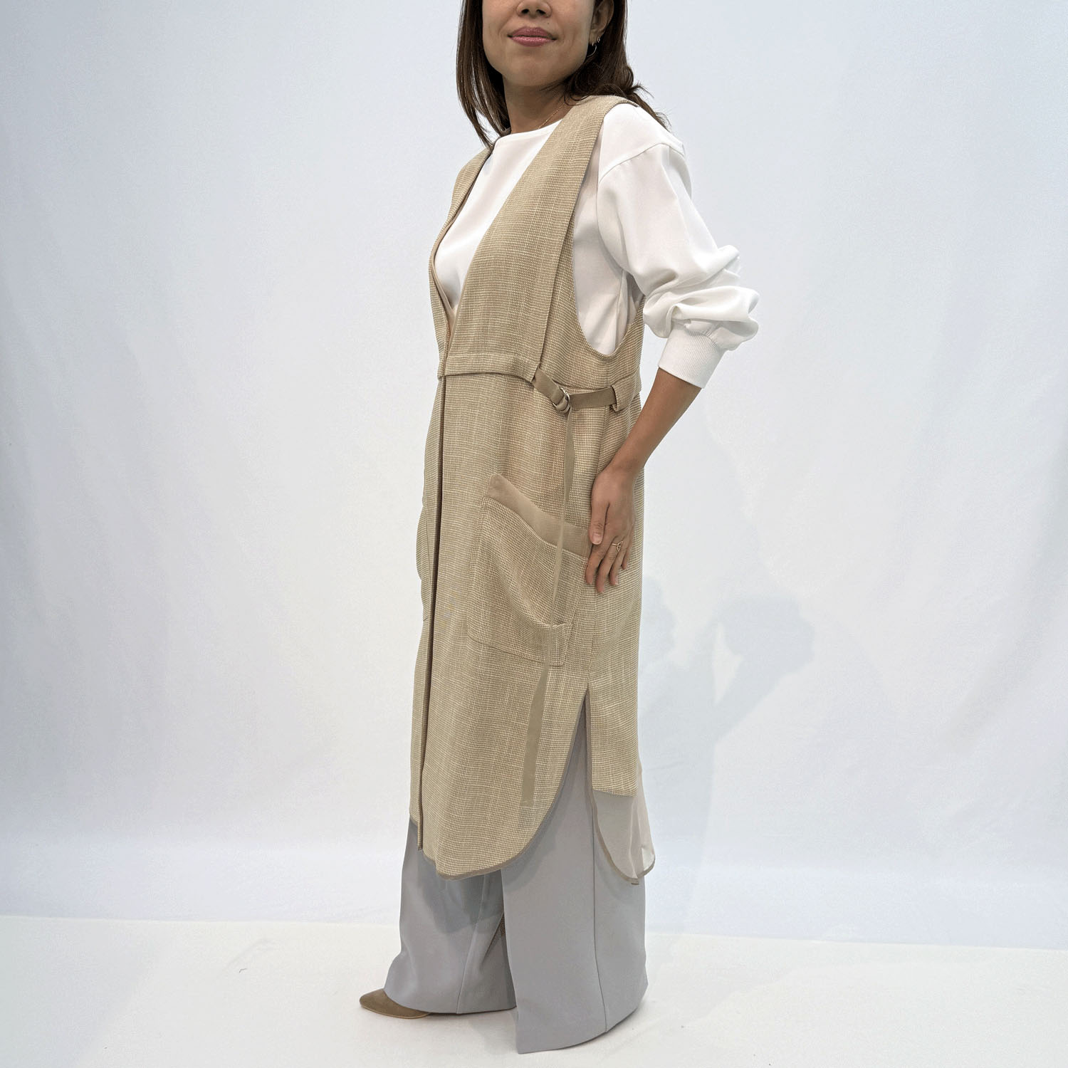 ハルズアミ オーガンジードッキングロングベスト - 画像4