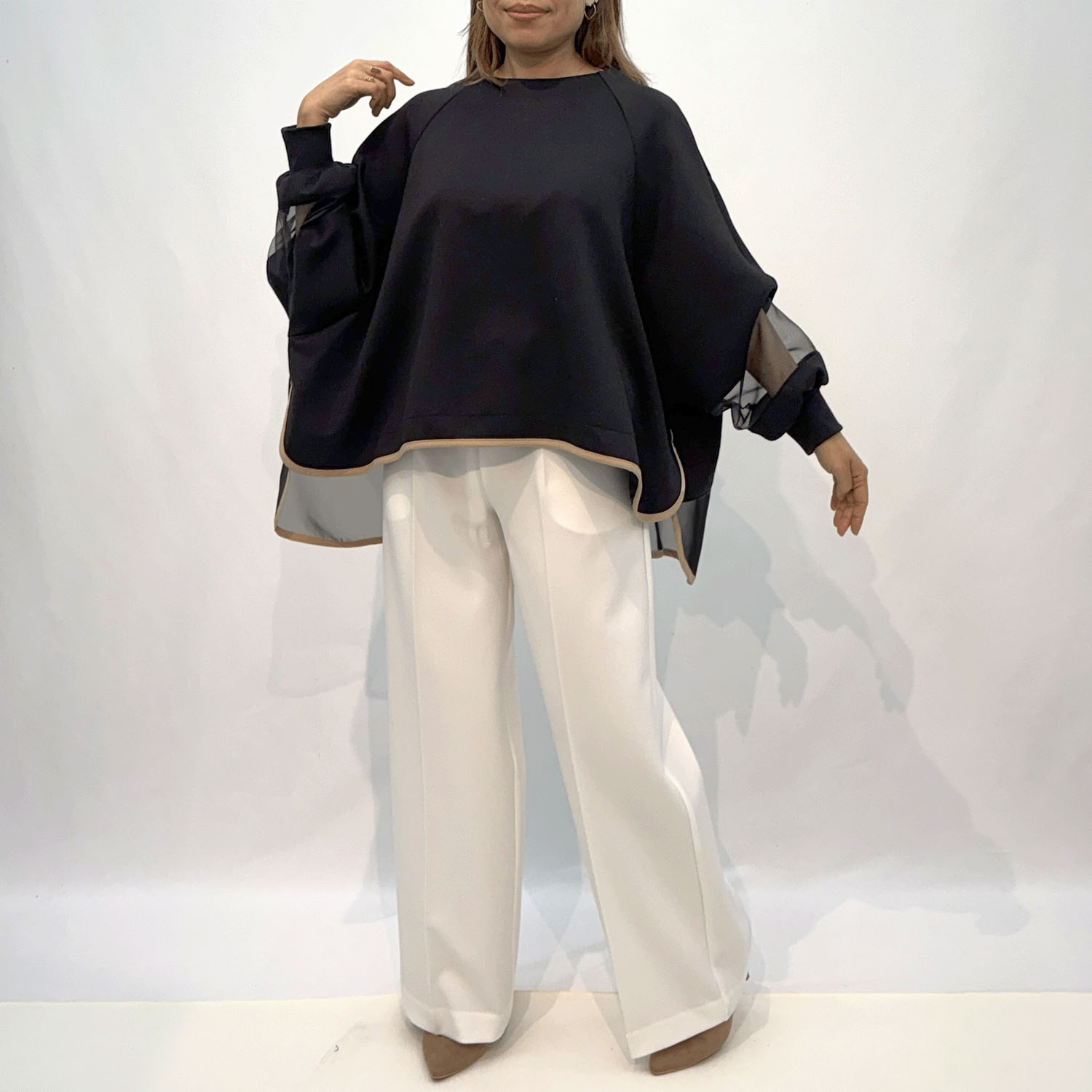 ハルズアミ シアースリーブフレアプルオーバー - 画像1