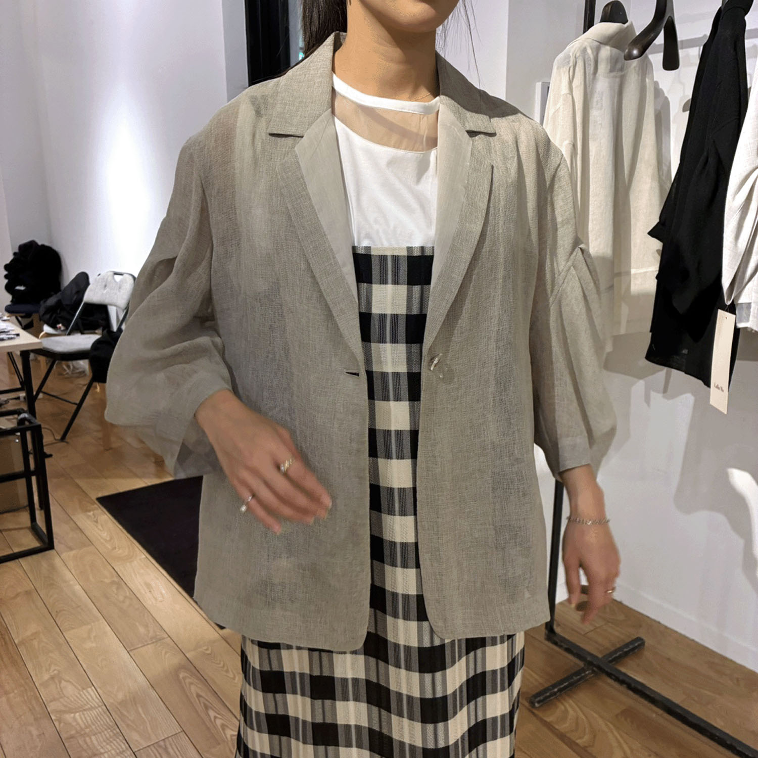 ハルズアミ コクーンスリーブメッシュジャケット - 画像2