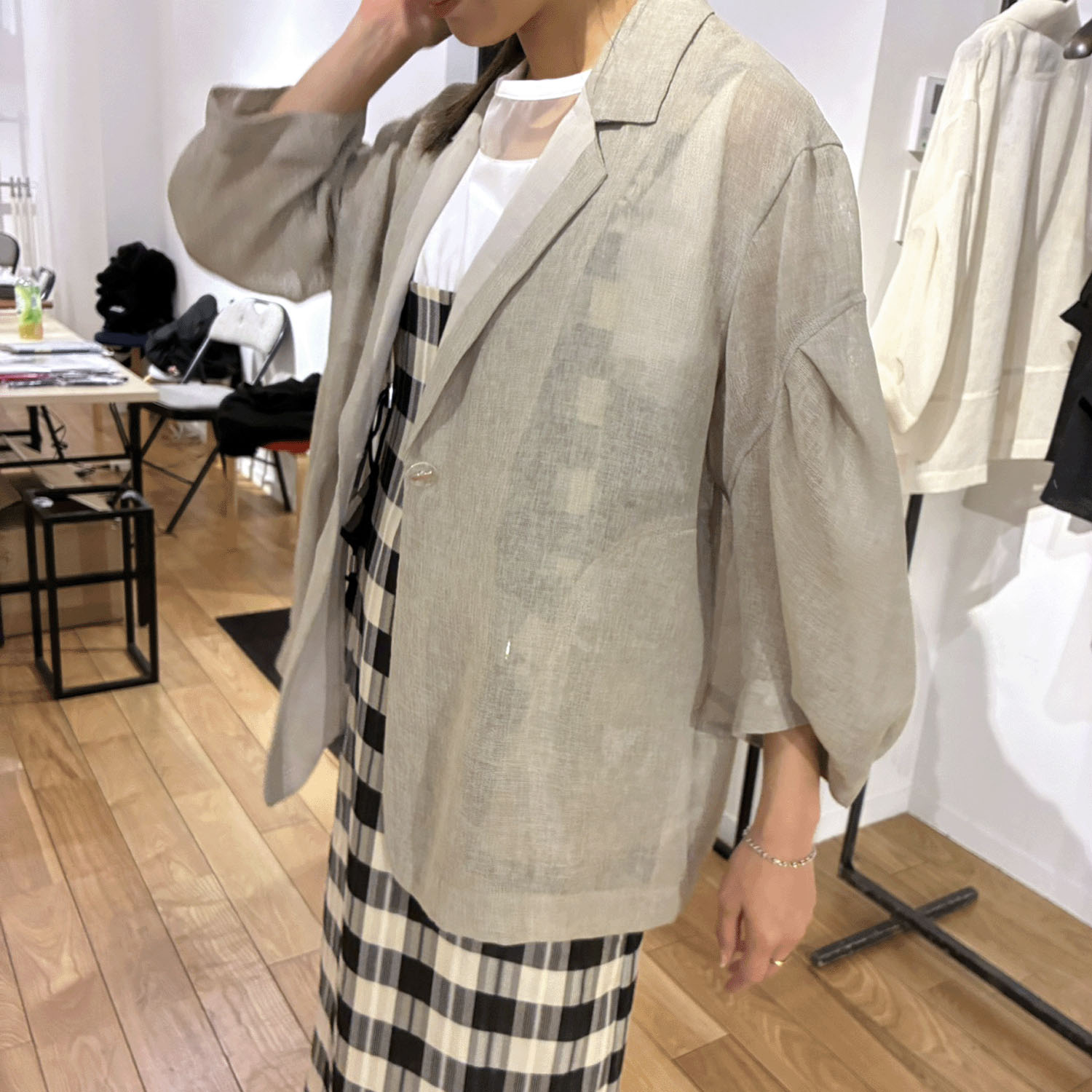 ハルズアミ コクーンスリーブメッシュジャケット - 画像5