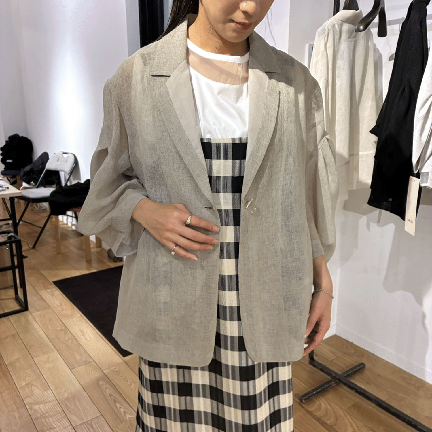 ハルズアミ コクーンスリーブメッシュジャケット - 画像1