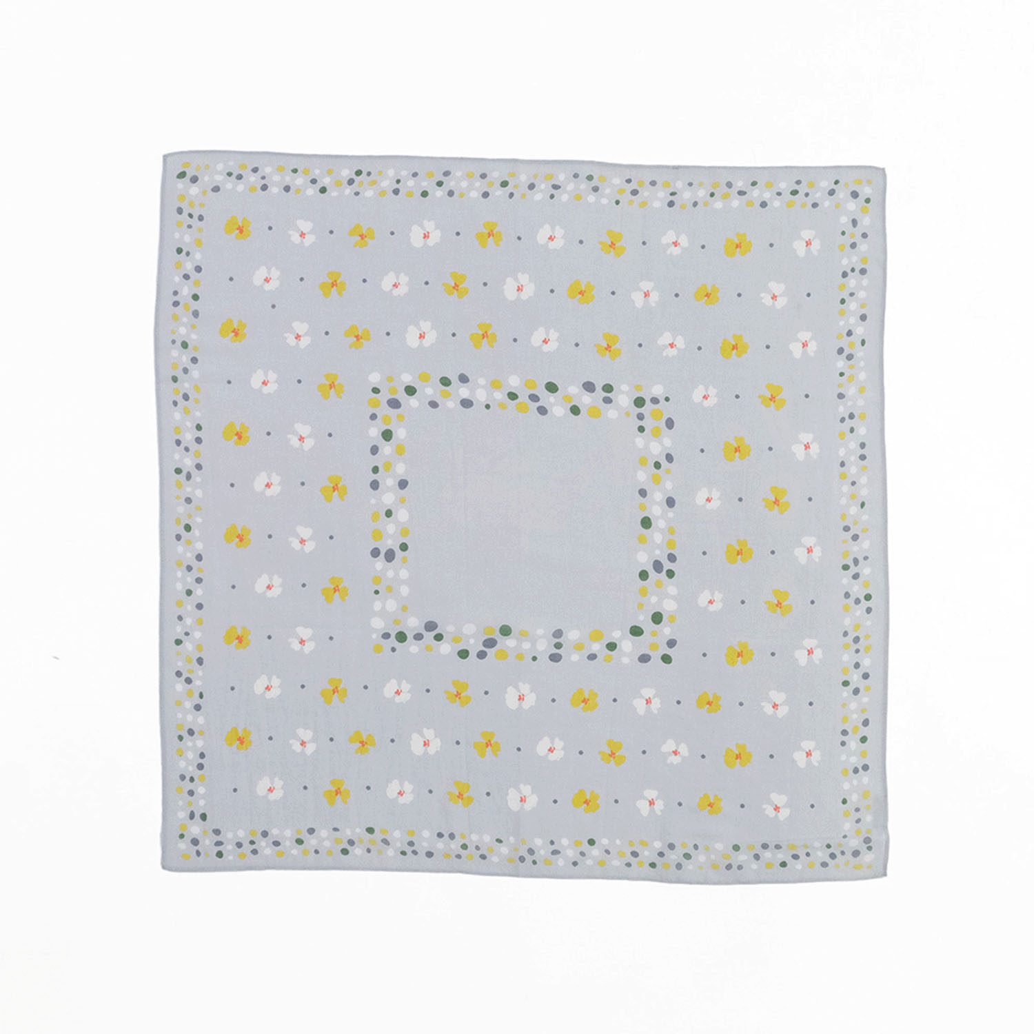 可憐な花とランダムドットのパネルスカーフ