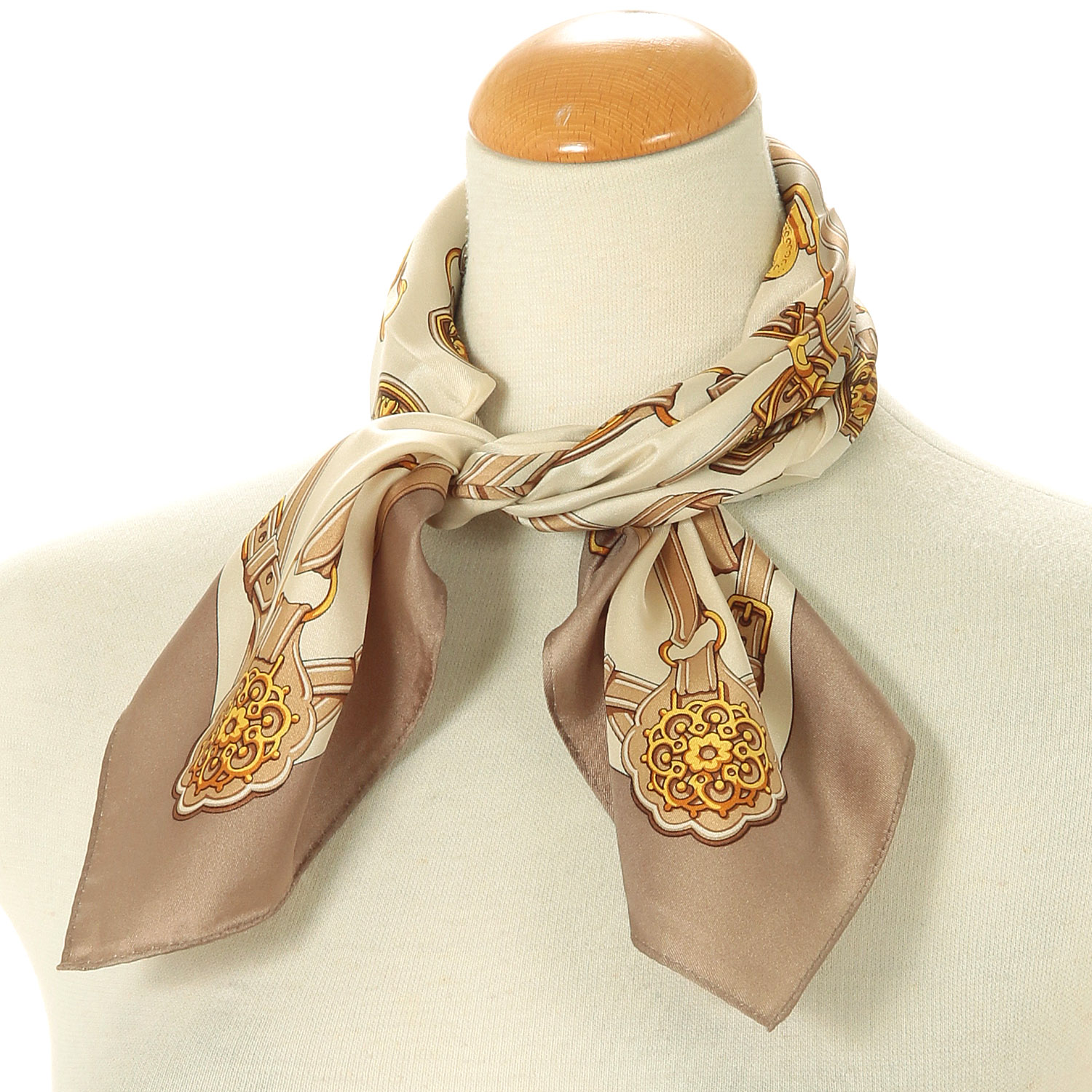 日本製 シルクチェーン柄スカーフ - 画像1