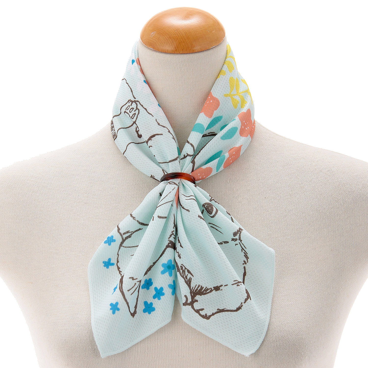 【ベージュ在庫限り】ひんやりスカーフ ねこと花柄 - 画像4