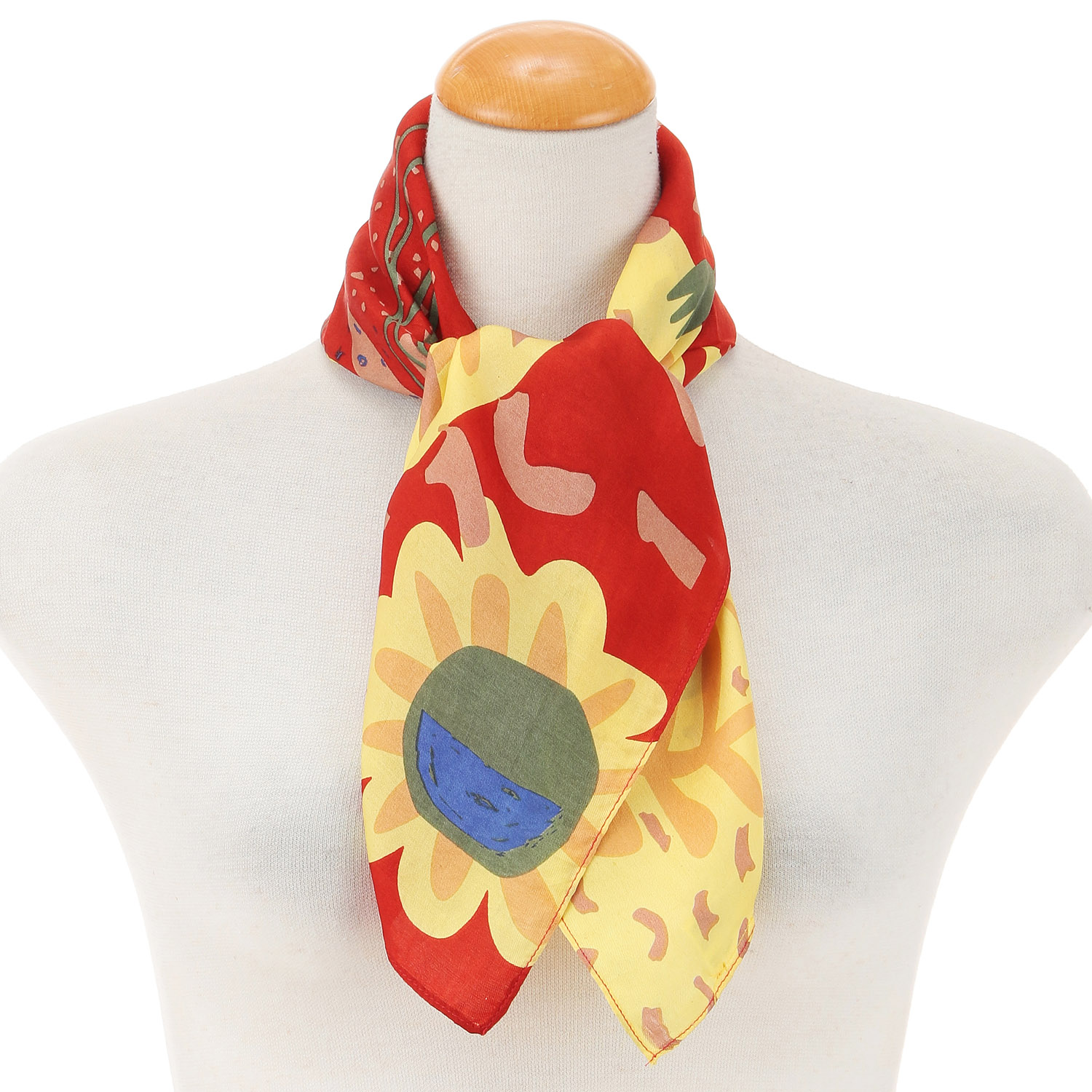 インド製 アフリカ柄シルクスカーフ - 画像1