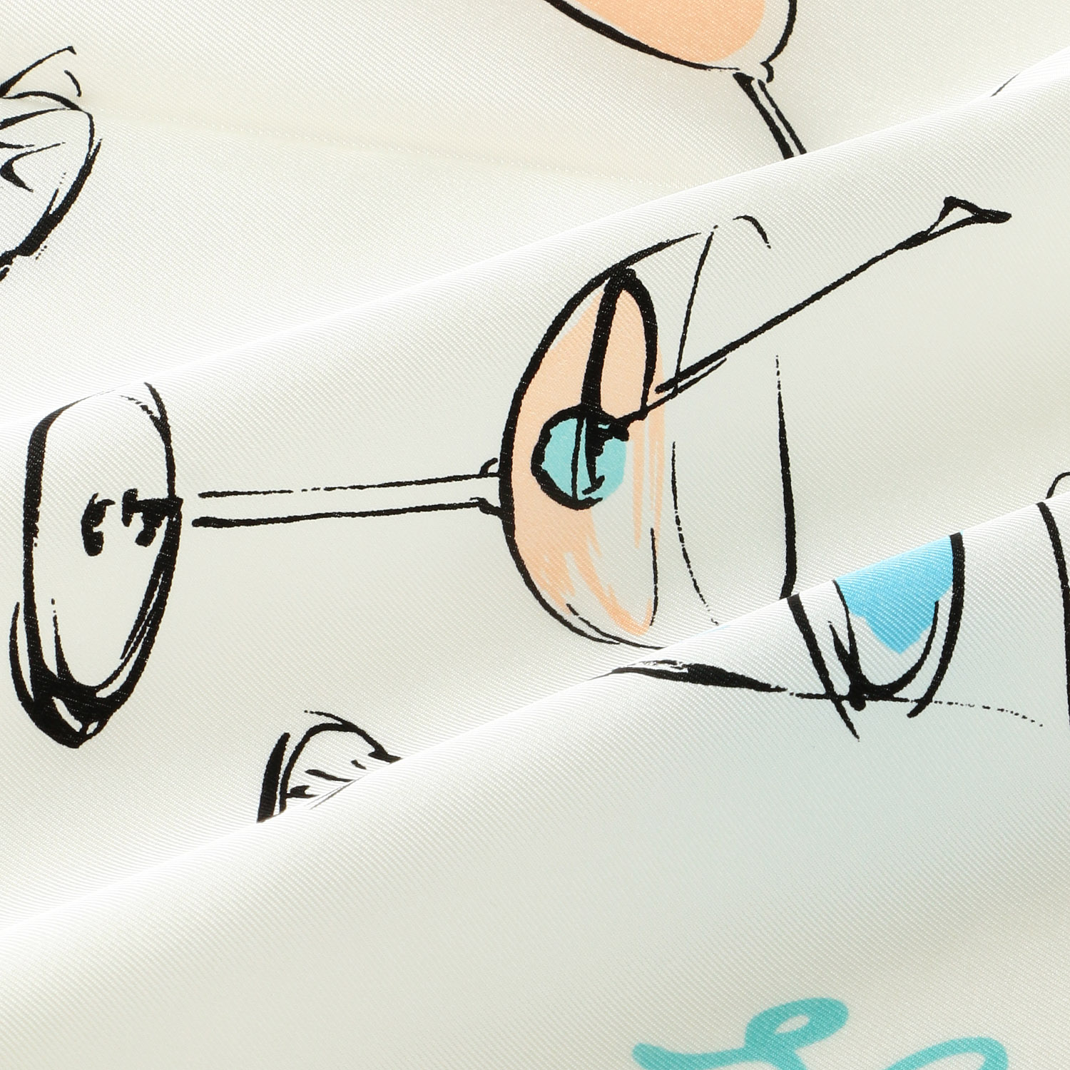 日本製 シルクカクテル柄大判スカーフ 88×88 - 画像3