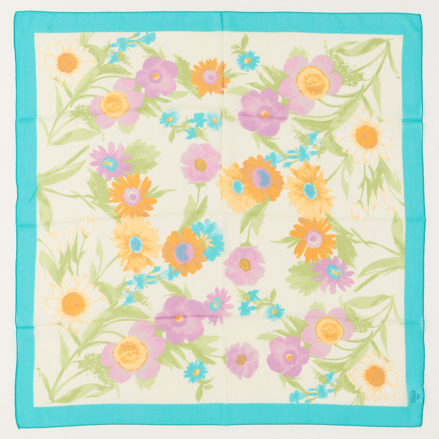 イタリア製 フラワー柄大判シフォンスカーフ 88×88 - 画像4