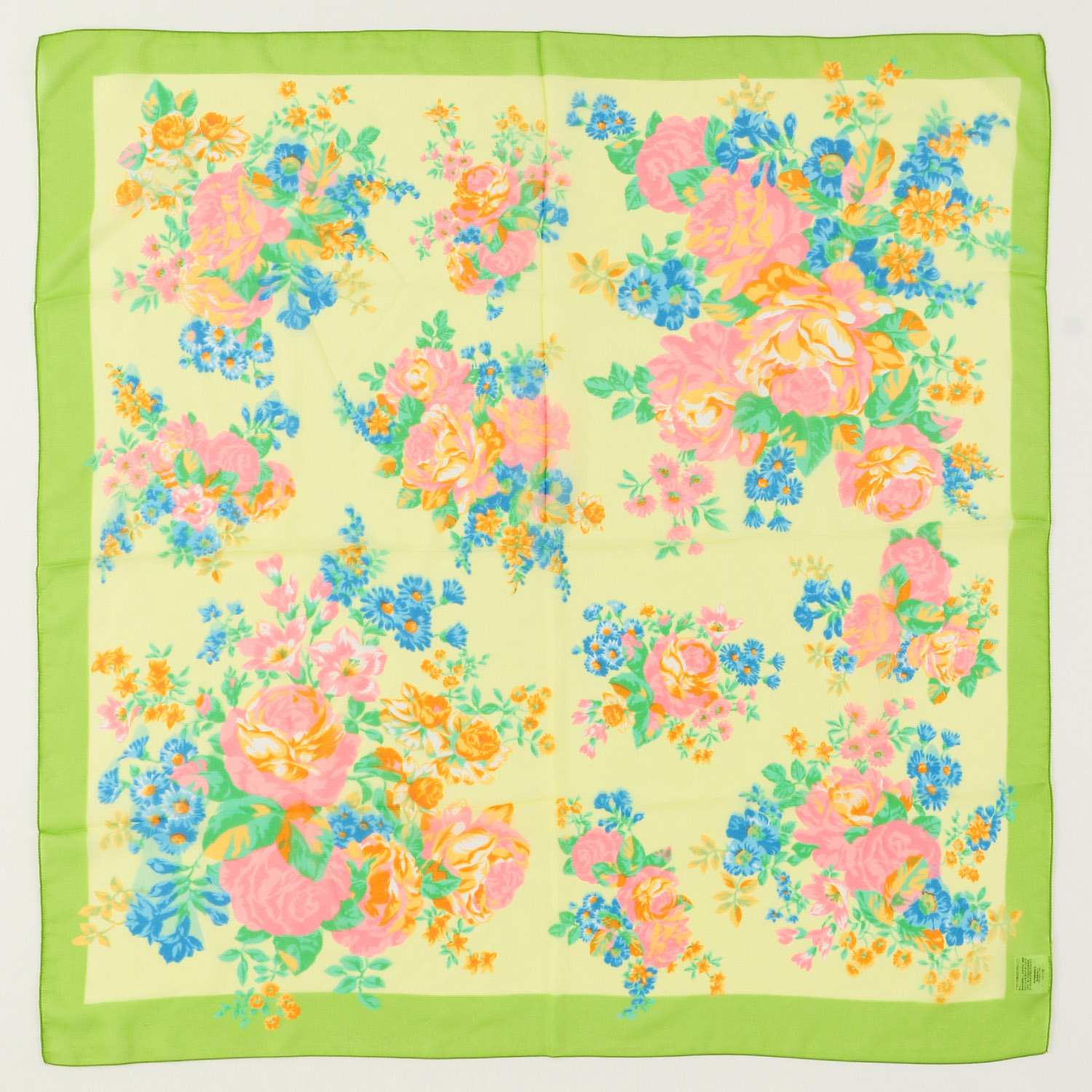 イタリア製 ブーケ柄大判シフォンスカーフ 88×88 - 画像4