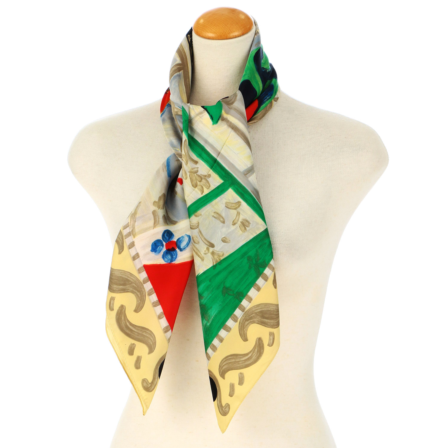 イタリア製 アート柄大判スカーフ 88×88 - 画像4