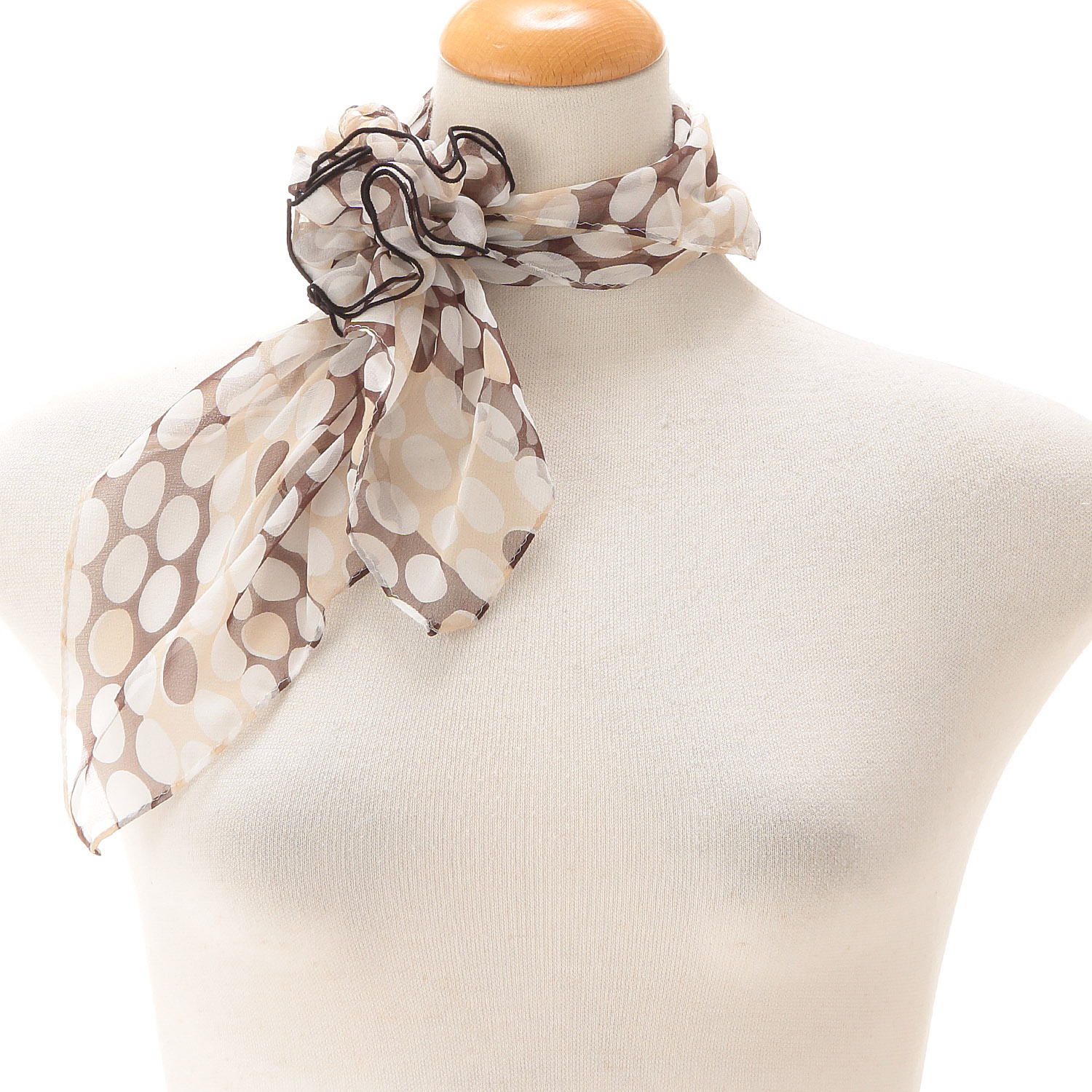 日本製 シルクシフォンシュシュ付きスカーフ - 画像8