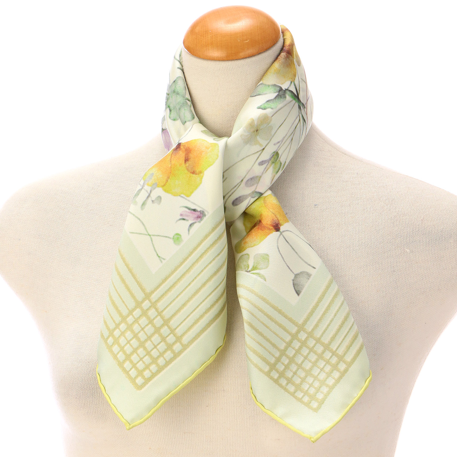 シルク両面花柄プリントスカーフ 64×64 - 画像4