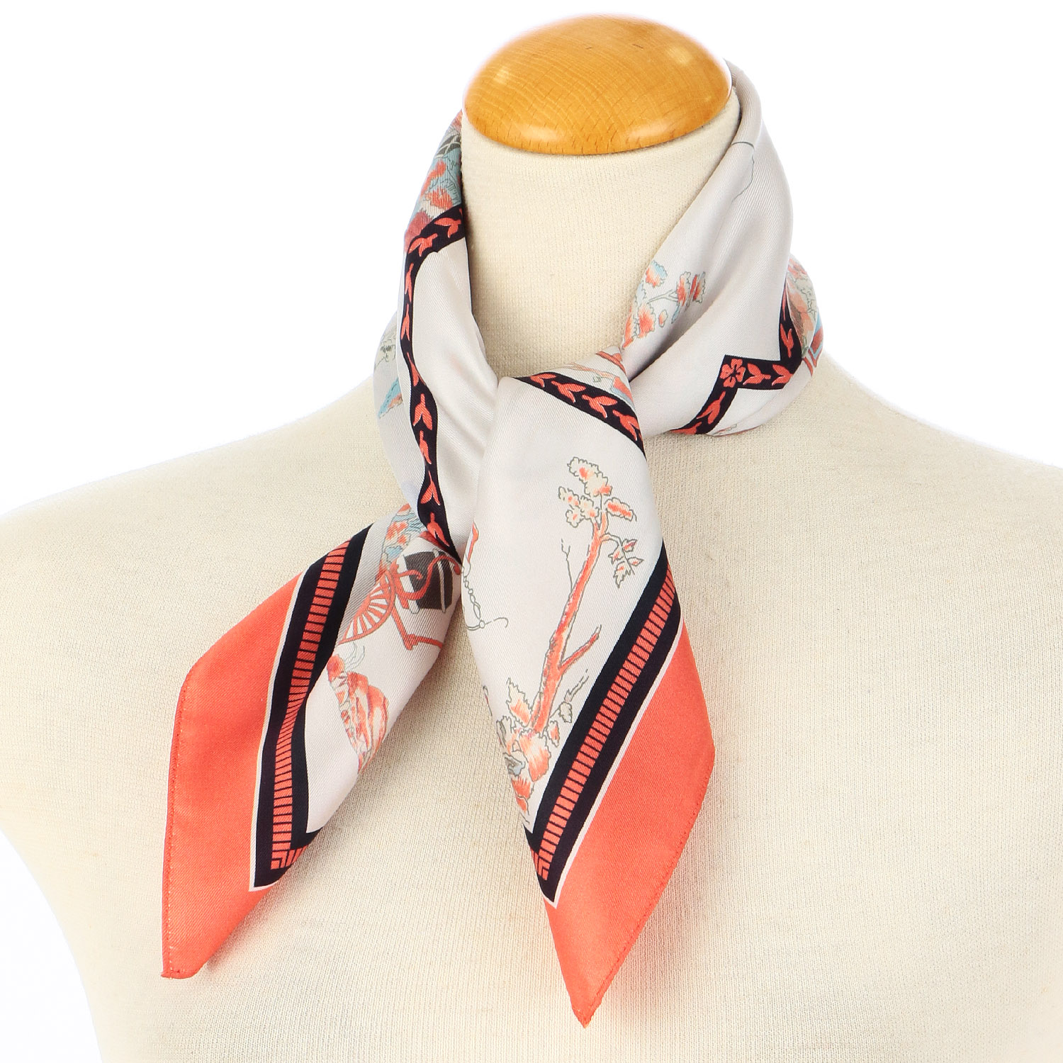 日本製 横浜シルクスカーフ 馬車 53×53cm