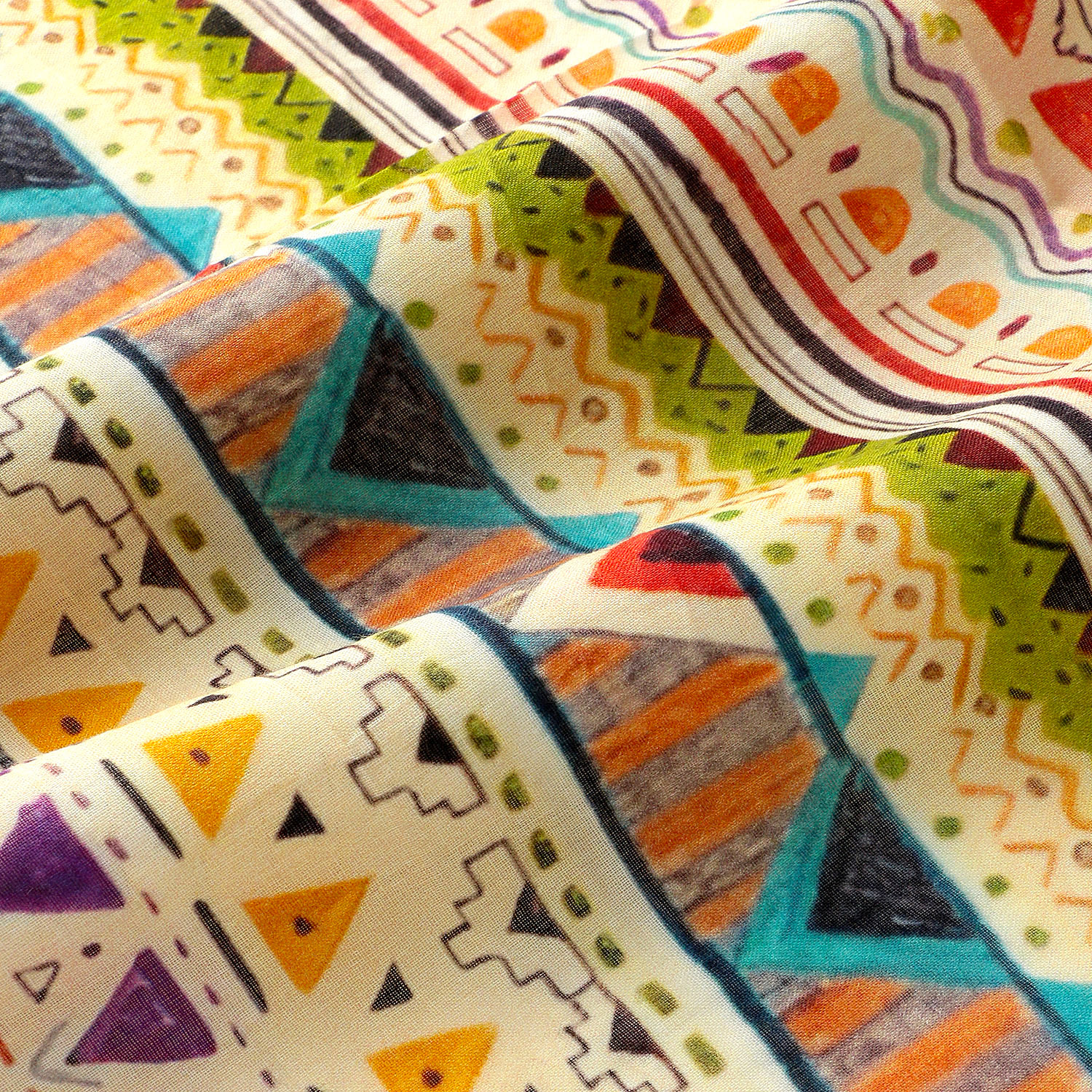 インド製 エスニック柄スカーフ 55×55 - 画像3