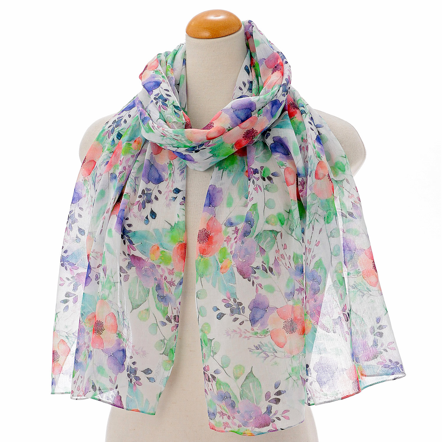 インド製 花柄プリントコットンショール - 画像1