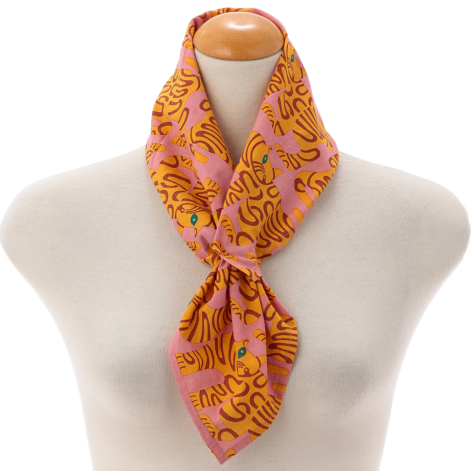 インド製 ネコプリントハンカチスカーフ 55×55 - 画像3