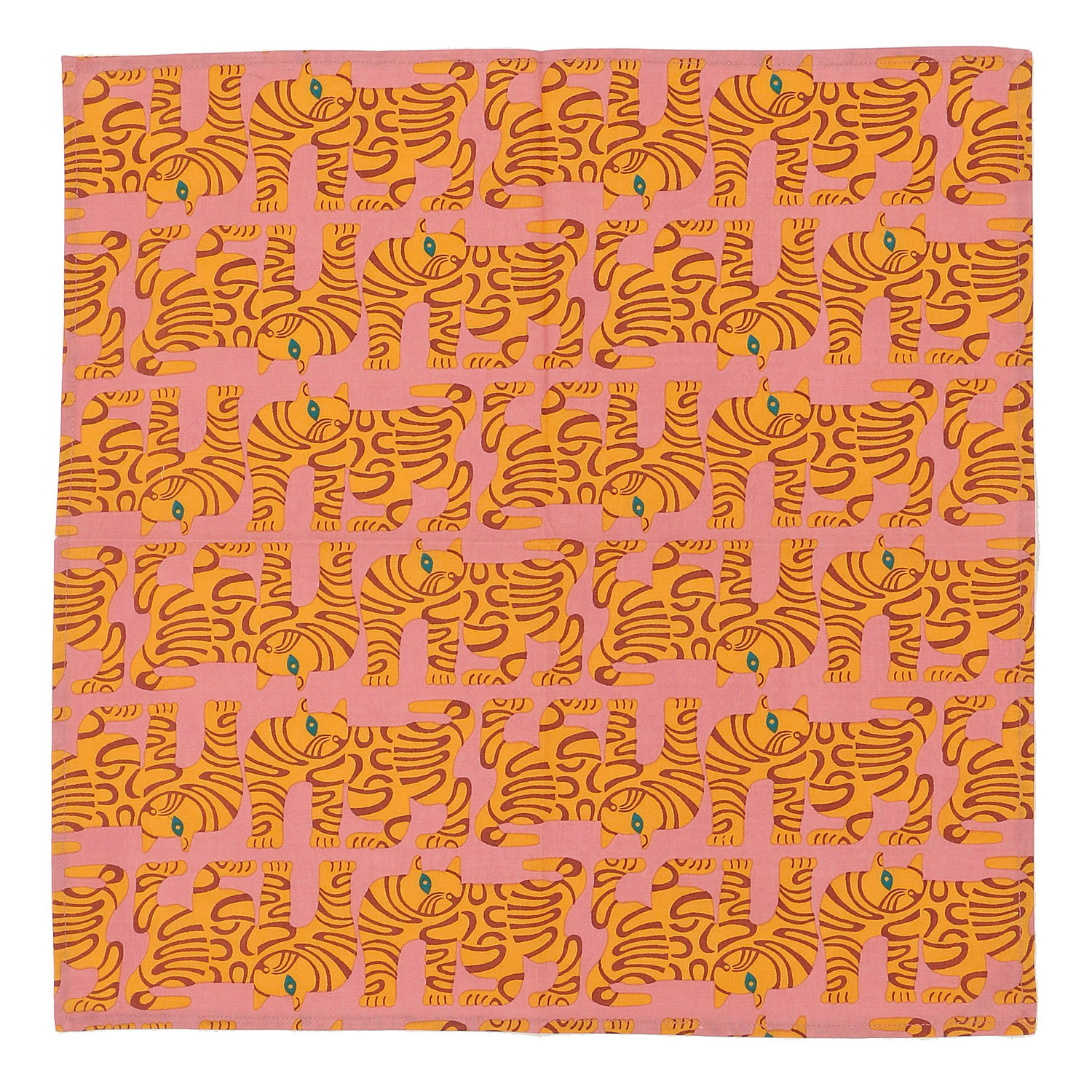 インド製 ネコプリントハンカチスカーフ 55×55 - 画像4