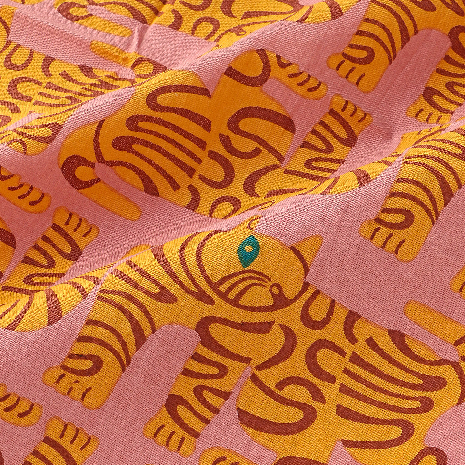 インド製 ネコプリントハンカチスカーフ 55×55 - 画像5