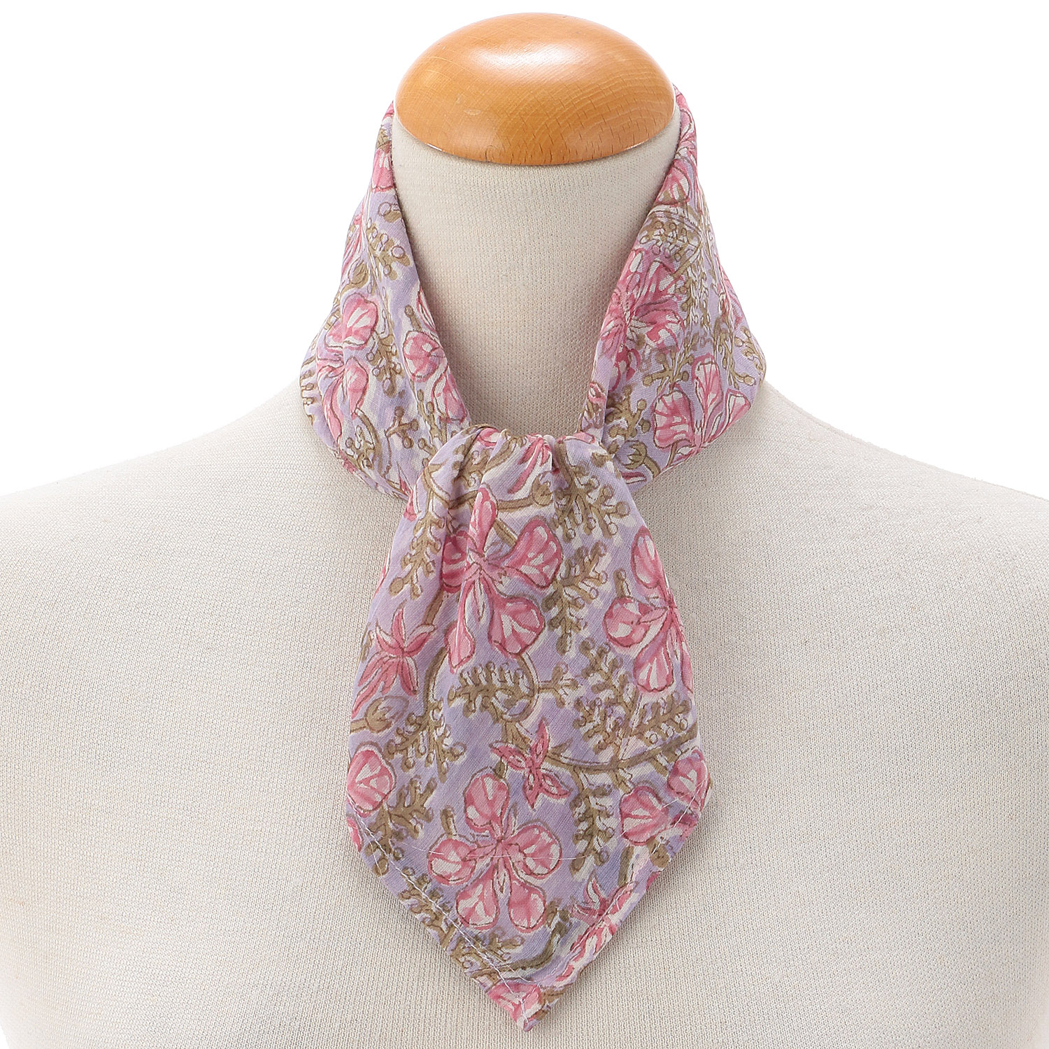 インド製 ブロックプリントフラワーハンカチスカーフ 55×55 - 画像2