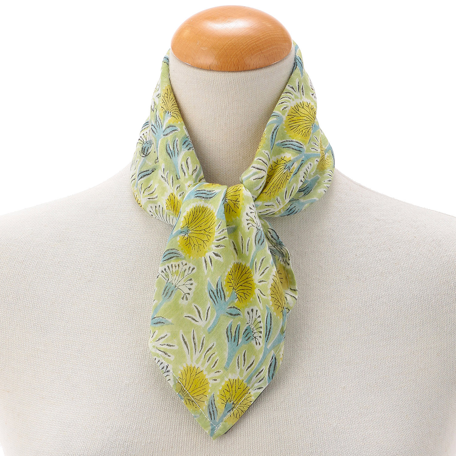 インド製 ブロックプリントフラワーハンカチスカーフ 55×55 - 画像4