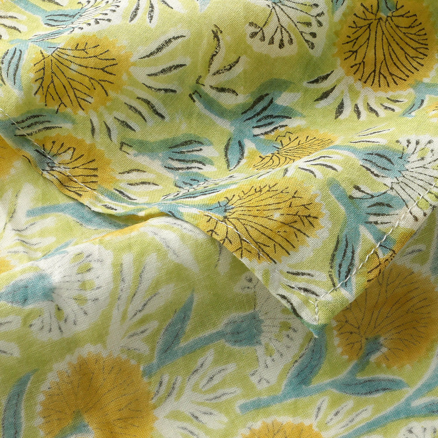 インド製 ブロックプリントフラワーハンカチスカーフ 55×55 - 画像6