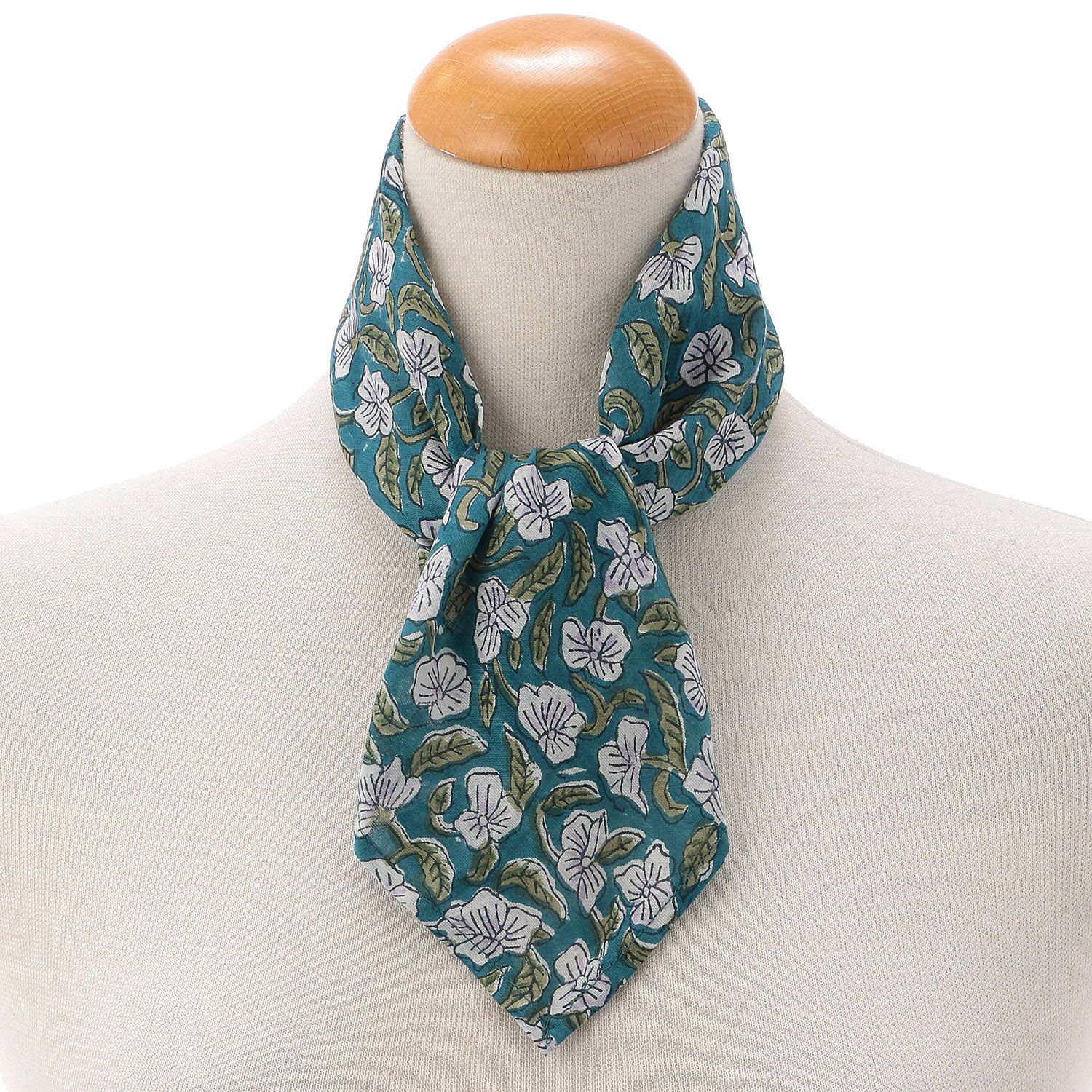 インド製 ブロックプリントフラワーハンカチスカーフ 55×55 - 画像7