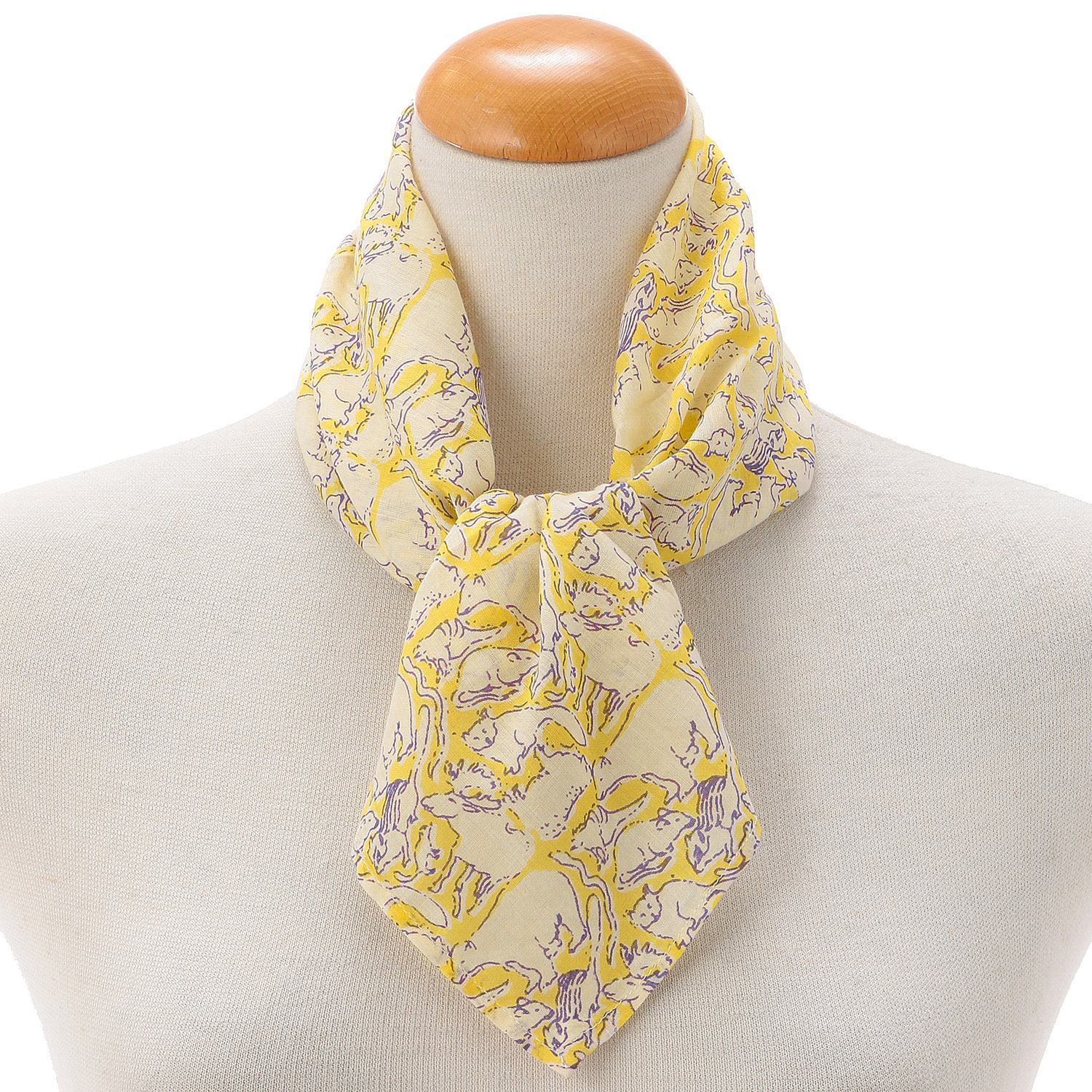 インド製 ブロックプリントアニマルハンカチスカーフ 50×50