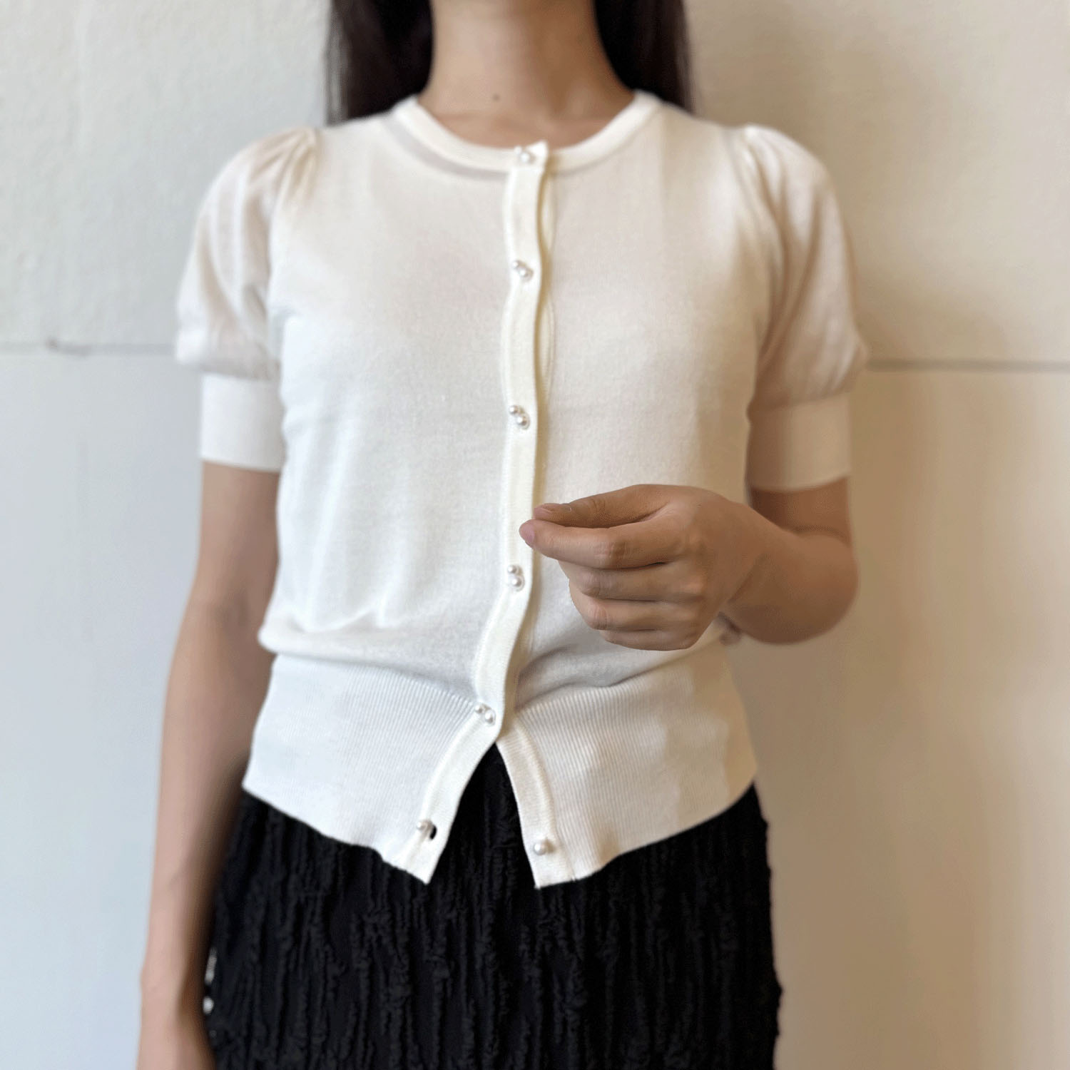 ダブルボタンシアーカーディガン - 画像1