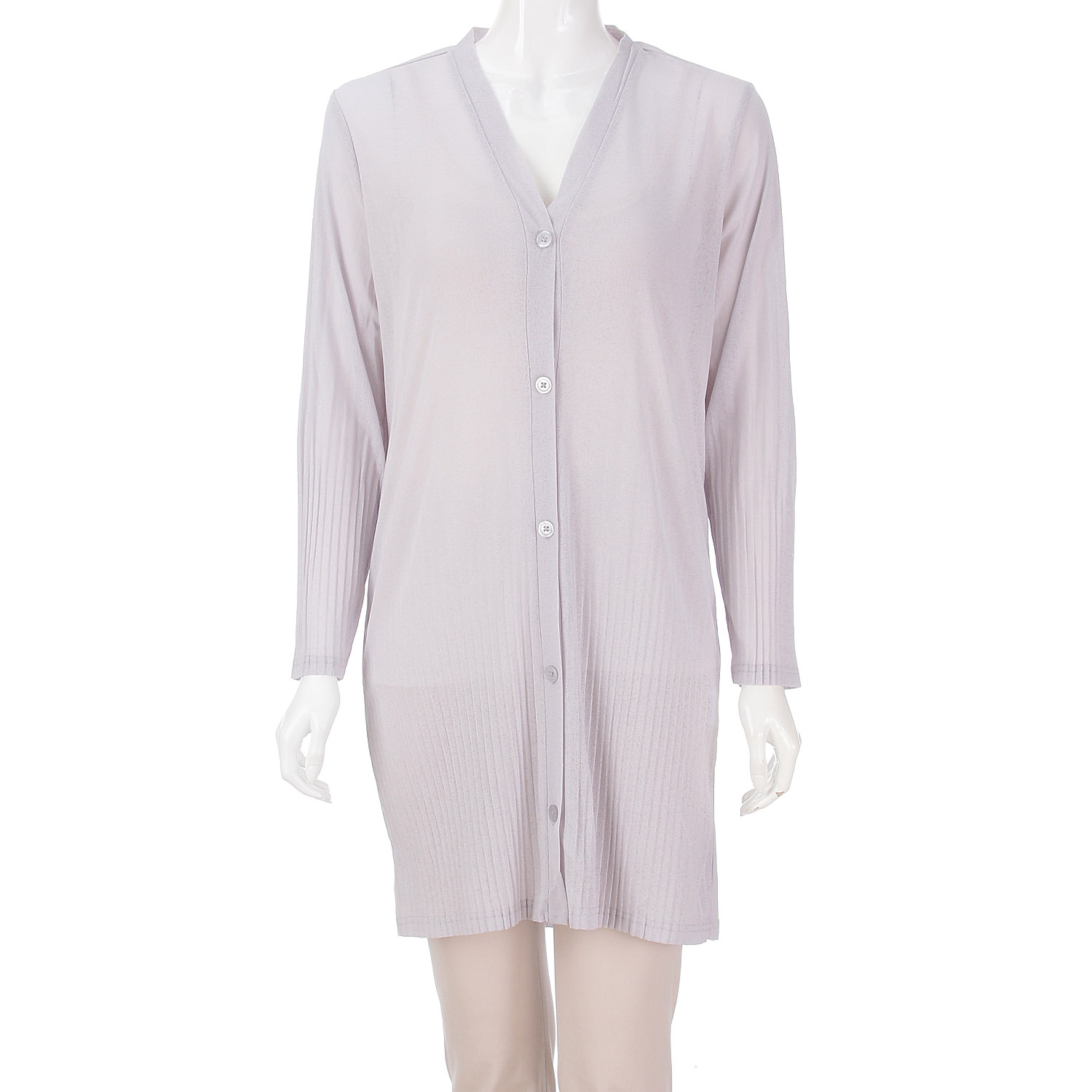 梨地天竺プリーツロングカーディガン - 画像3