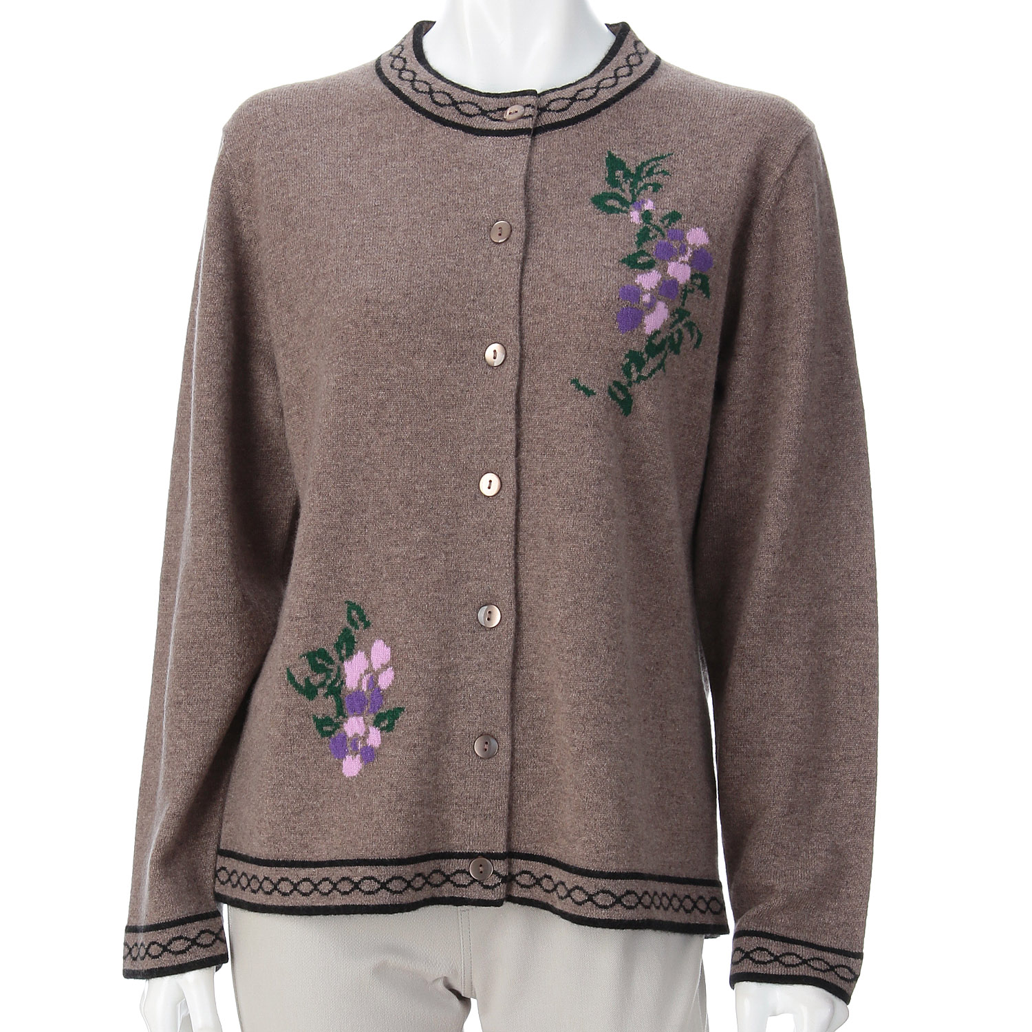 カシミヤインターシャカーディガン - 画像1